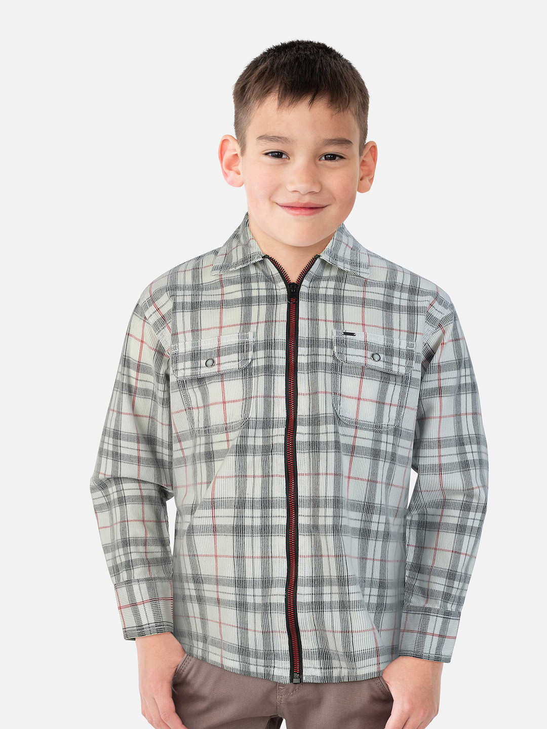 

Gini and Jony Boys Tartan Checked Casual Cotton Shirt, White