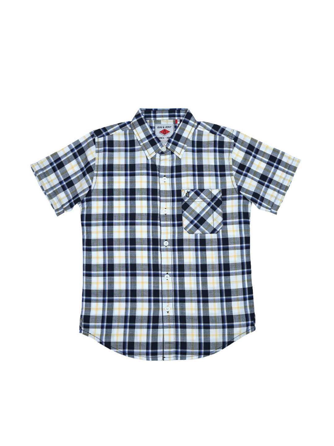 

Gini and Jony Boys Tartan Checks Checked Cotton Casual Shirt, Black
