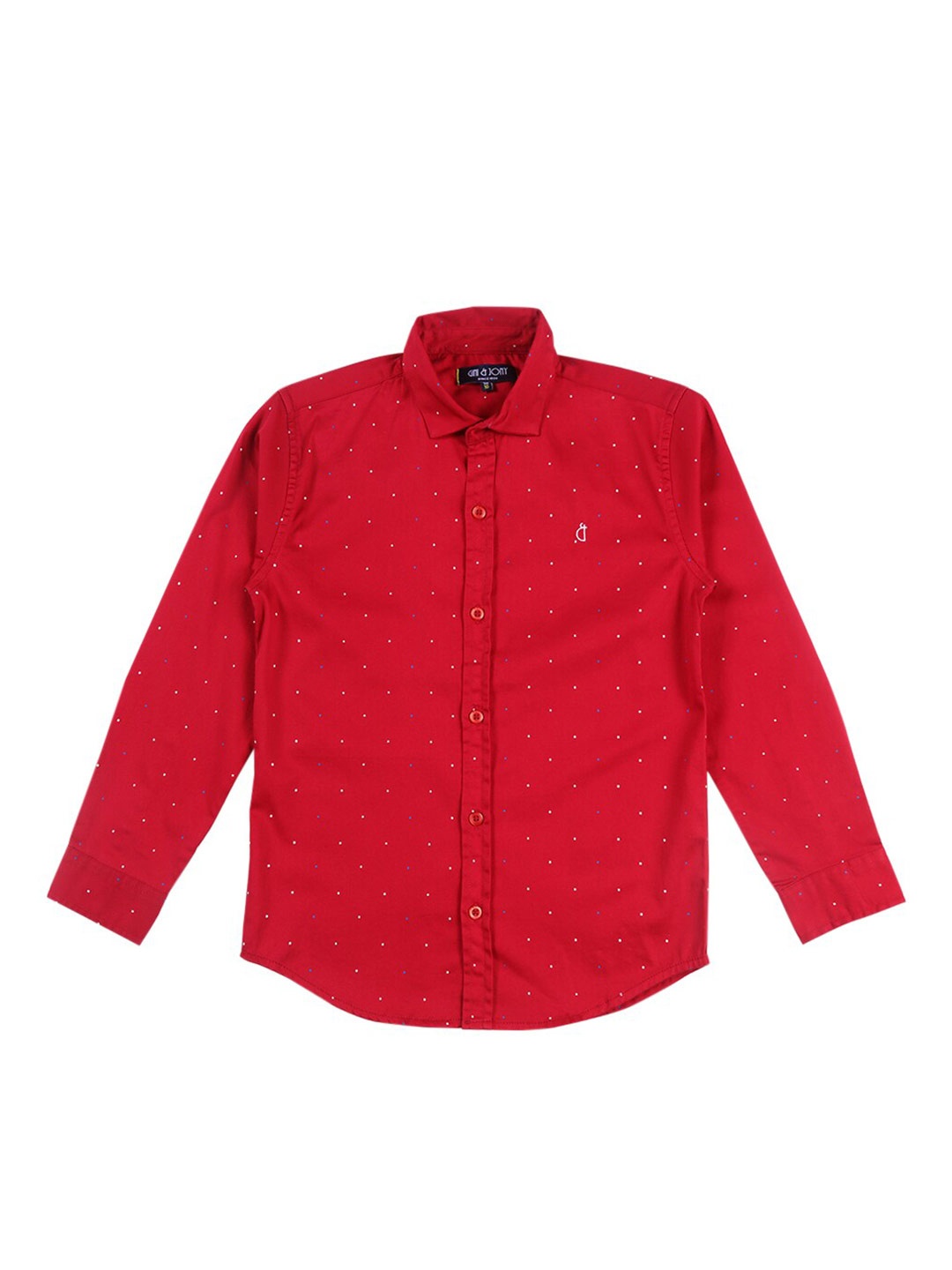

Gini and Jony Boys Micro Ditsy Printed Casual Cotton Shirt, Red