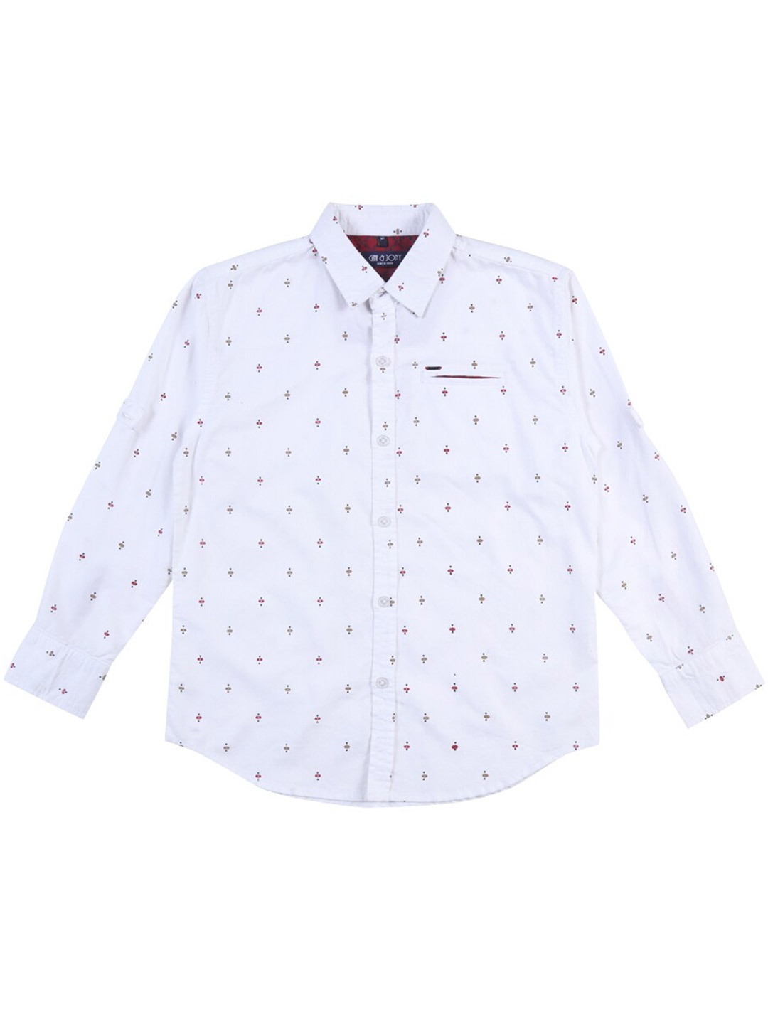 

Gini and Jony Boys Micro Ditsy Printed Cotton Casual Shirt, White