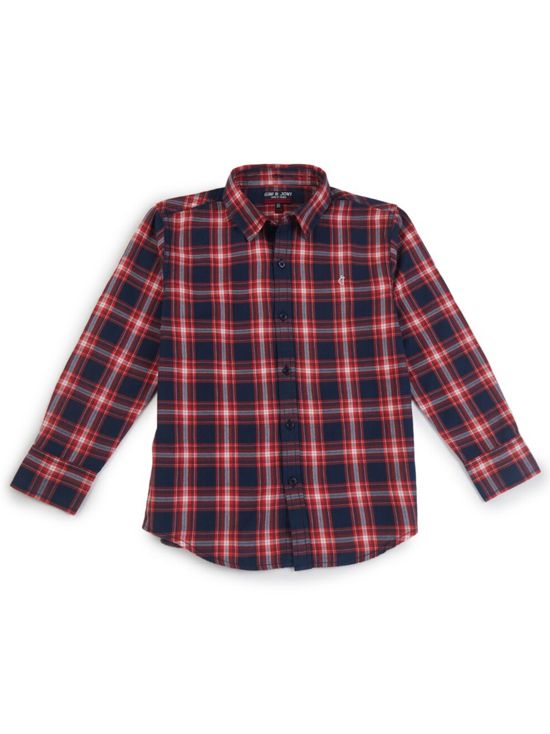 

Gini and Jony Boys Shepherd Checks Checked Cotton Casual Shirt, Red