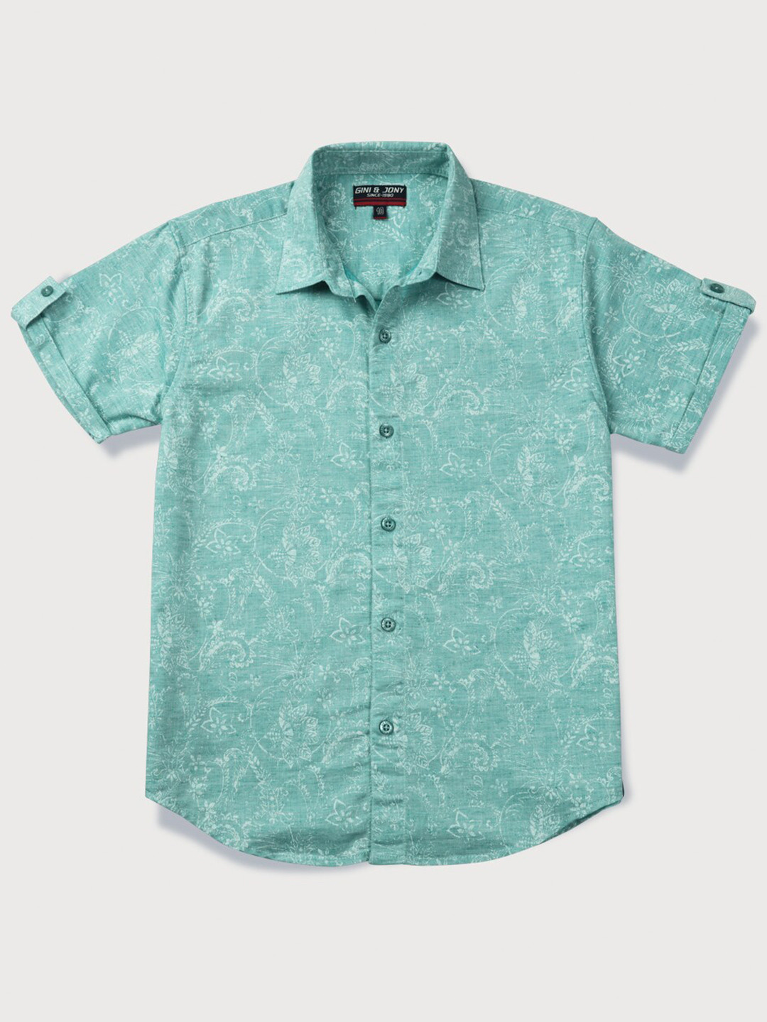 

Gini and Jony Boys Floral Printed Cotton Casual Shirt, Sea green