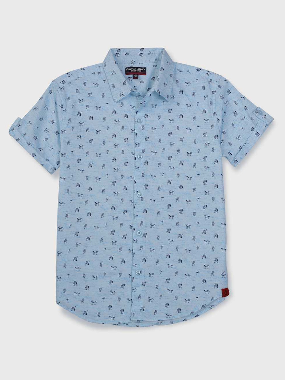 

Gini and Jony Boys Floral Printed Cotton Casual Shirt, Blue