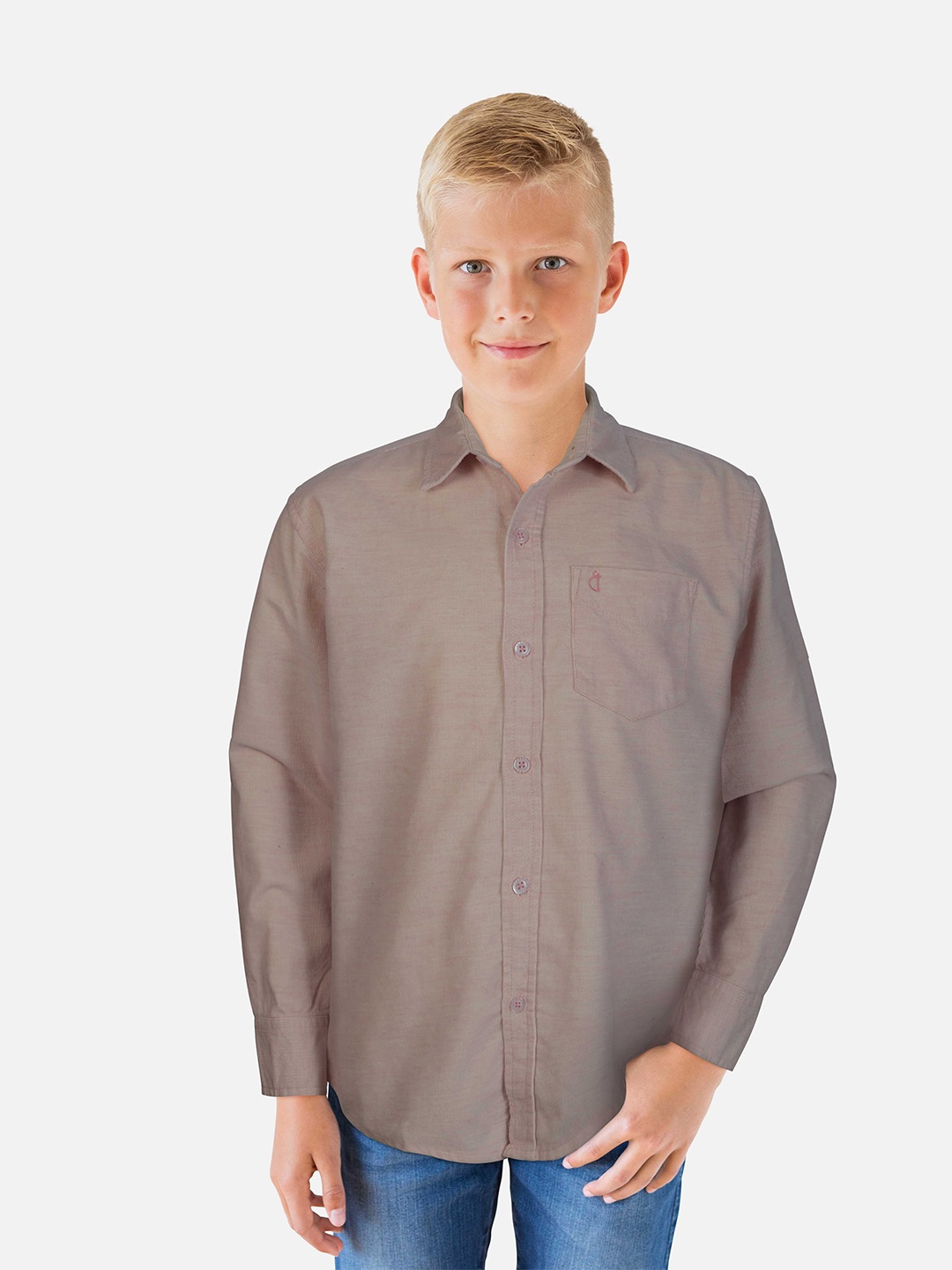 

Gini and Jony Boys Spread Collar Cotton Casual Shirt, Peach