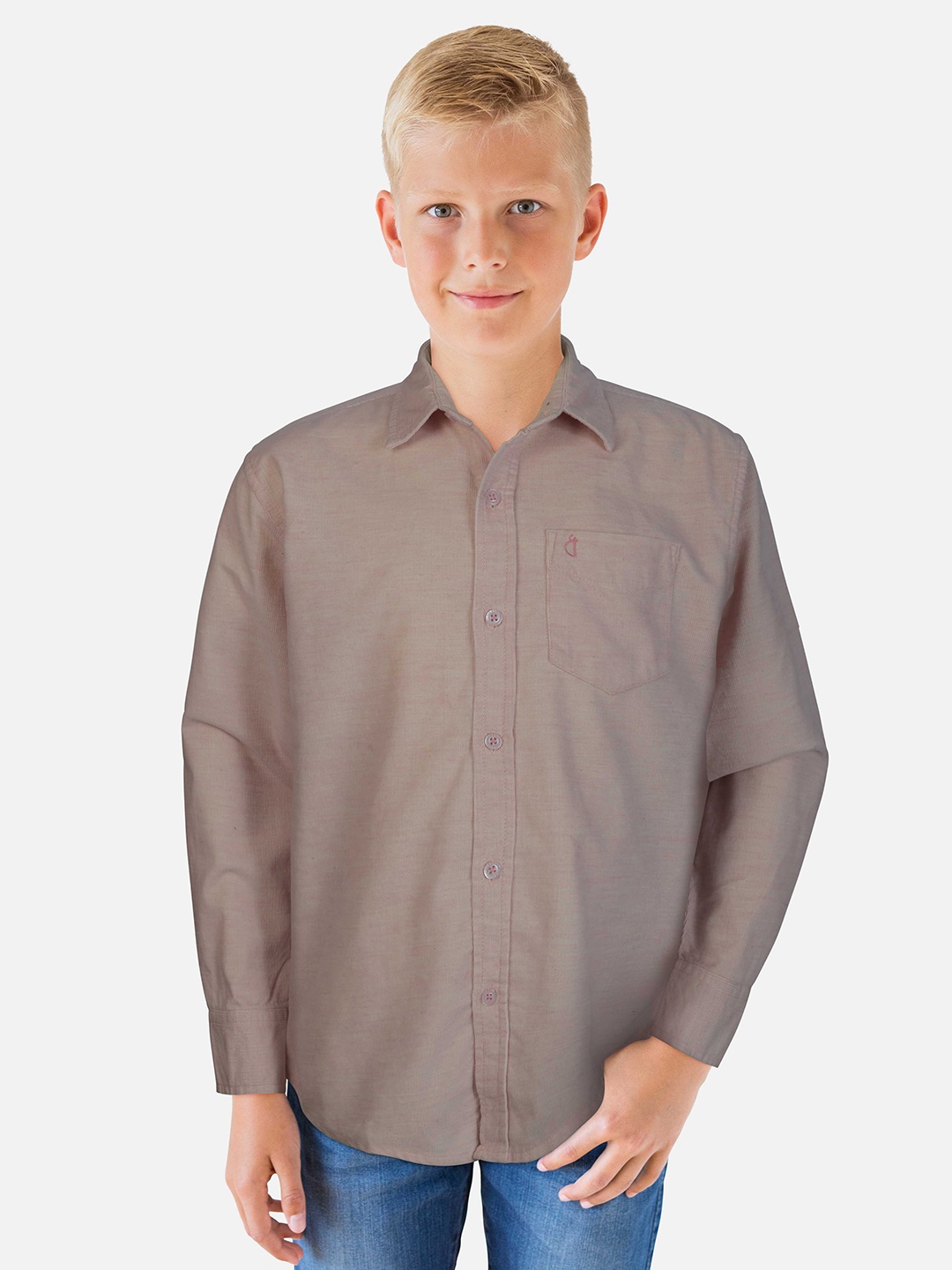 

Gini and Jony Boys Spread Collar Cotton Casual Shirt, Peach