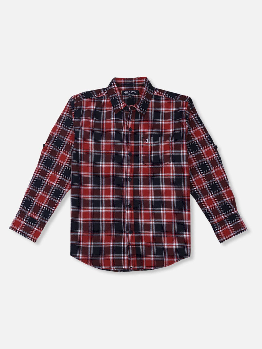 

Gini and Jony Boys Tartan Checks Cotton Casual Shirt, Red
