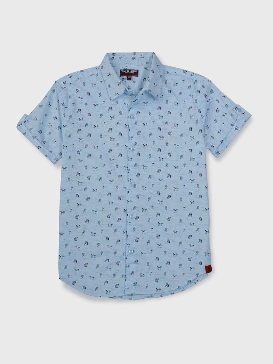 

Gini and Jony Boys Floral Printed Cotton Casual Shirt, Blue