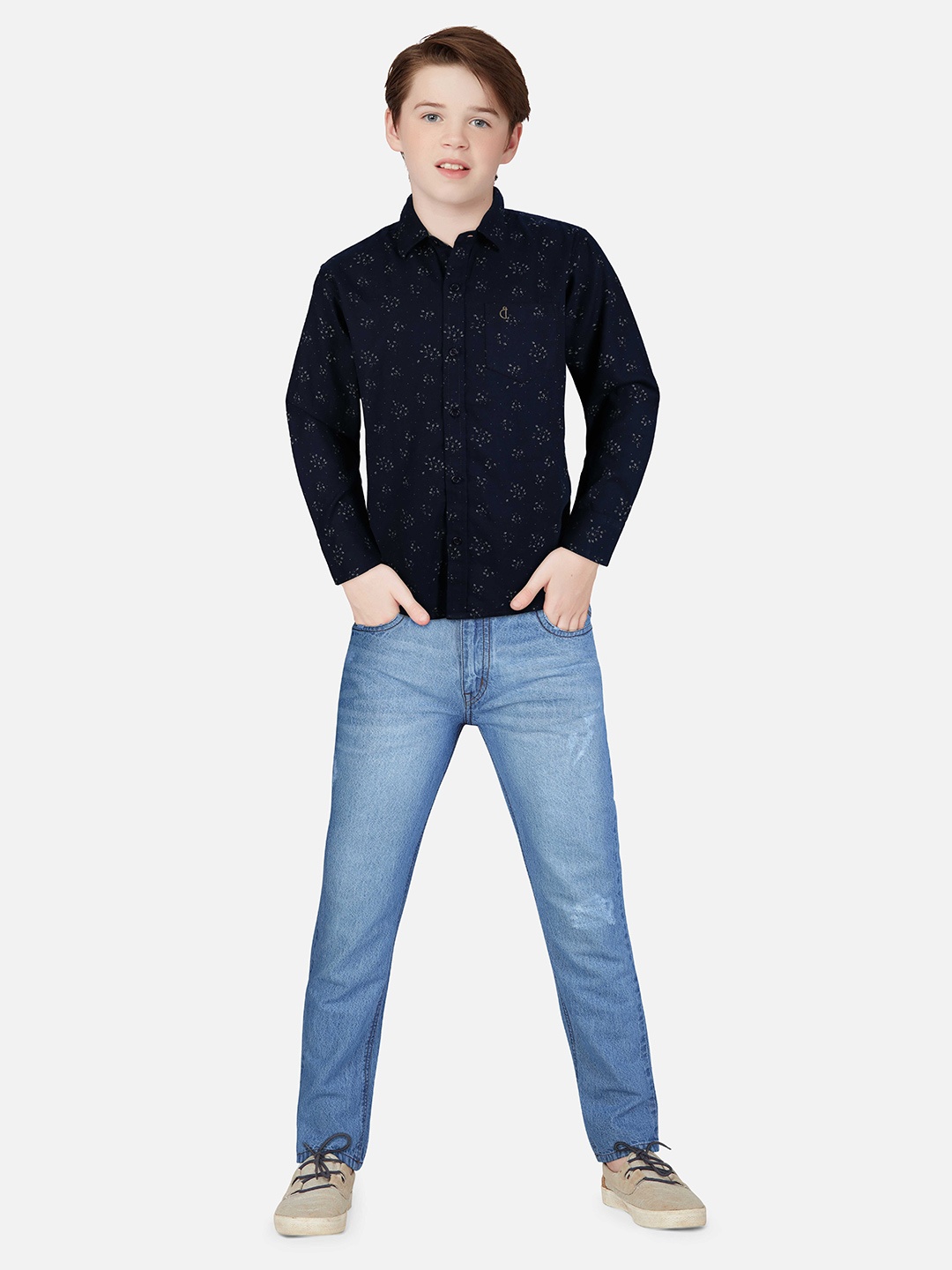 

Gini and Jony Boys Printed Cotton Casual Shirt, Navy blue