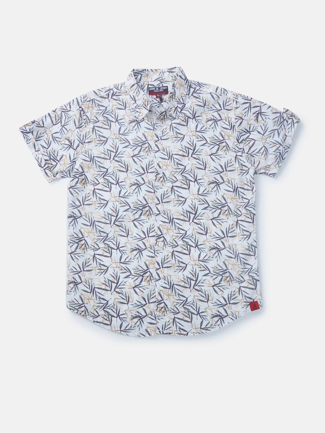 

Gini and Jony Boys Printed Cotton Casual Shirt, White