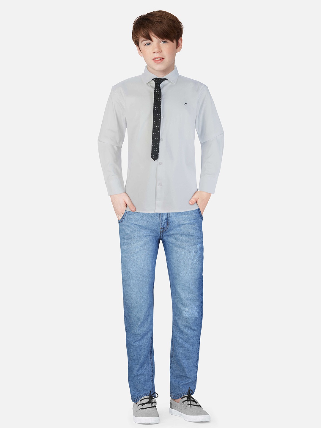 

Gini and Jony Boys Spread Collar Cotton Casual Shirt, White