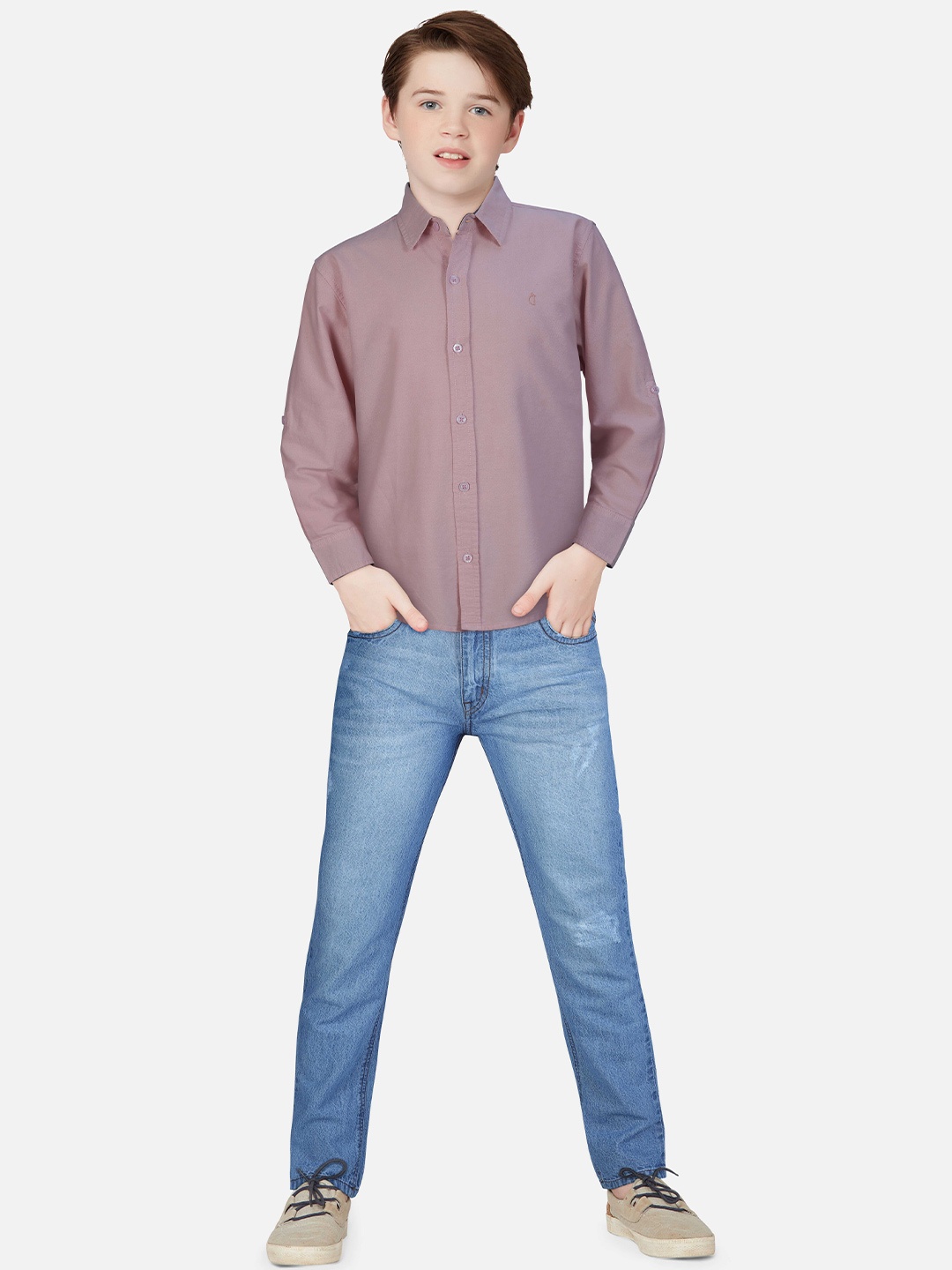 

Gini and Jony Boys Spread Collar Cotton Casual Shirt, Pink