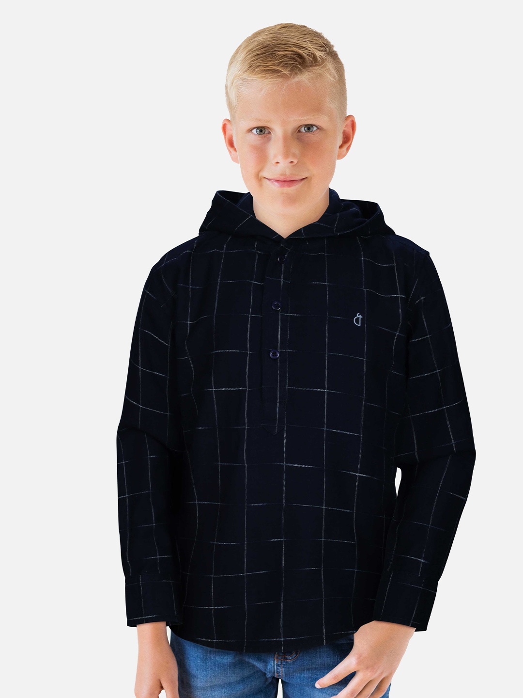 

Gini and Jony Boys Checked Cotton Casual Shirt, Navy blue