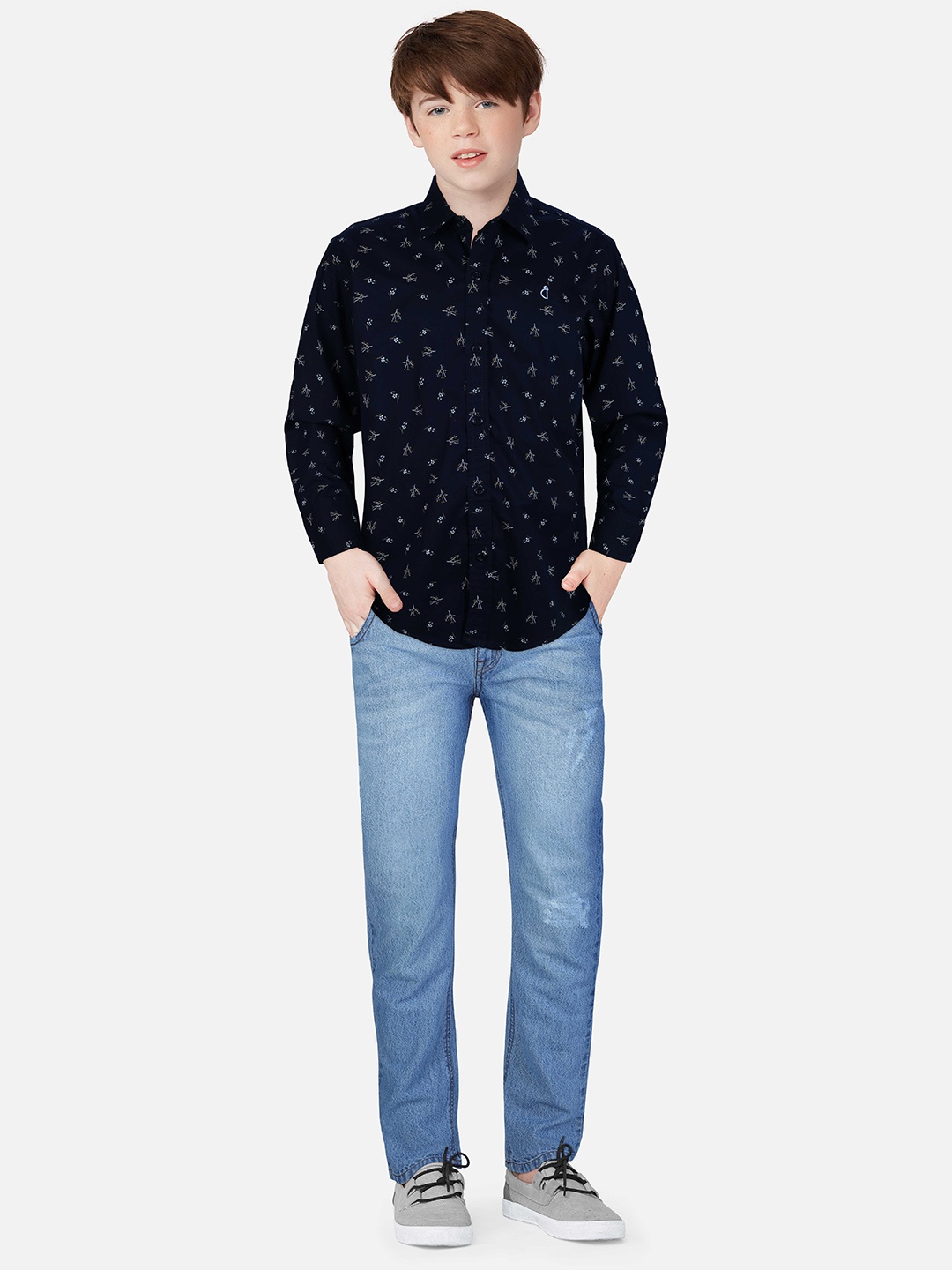 

Gini and Jony Boys Printed Cotton Casual Shirt, Navy blue