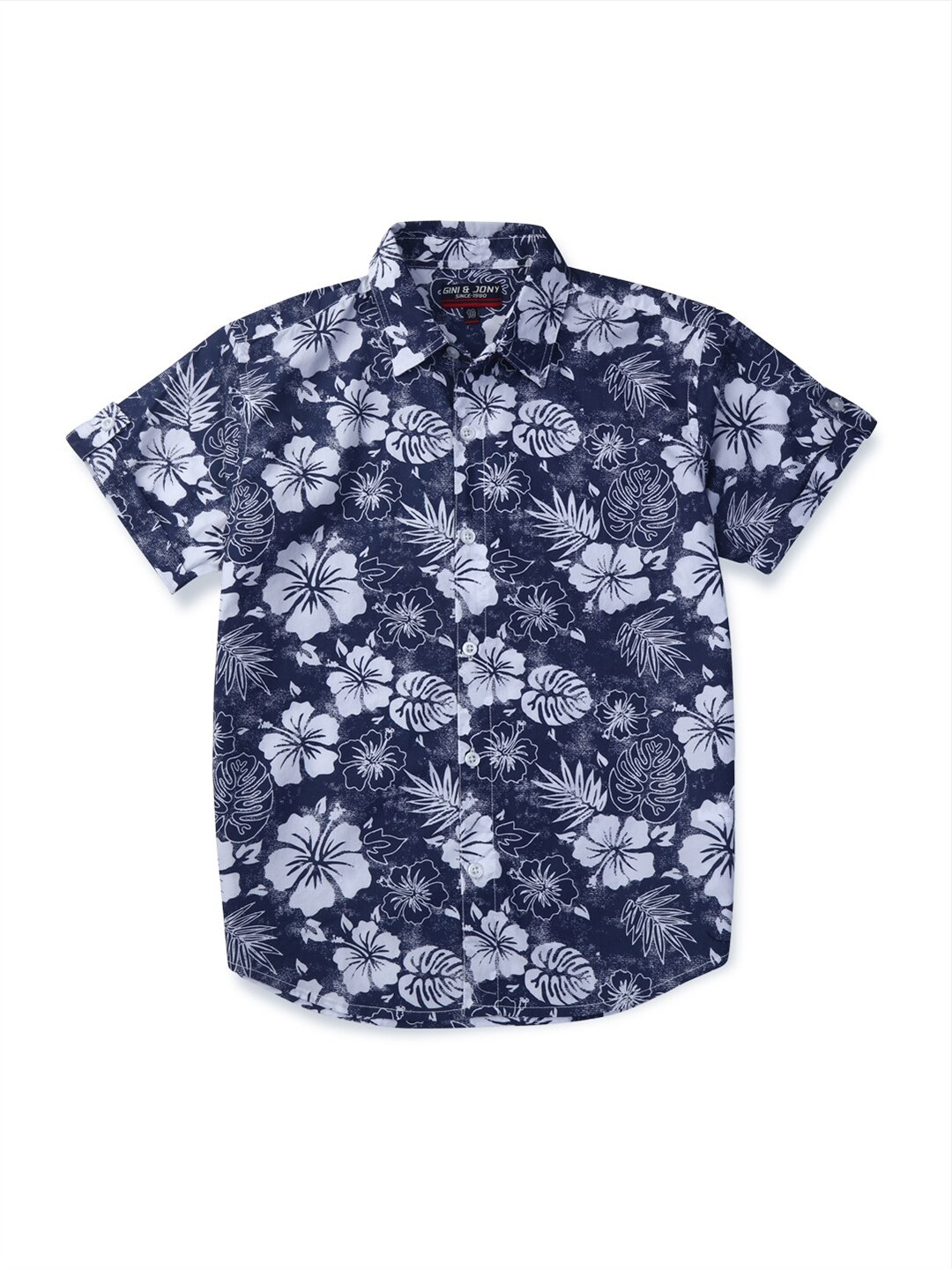 

Gini and Jony Boys Floral Printed Cotton Casual Shirt, Blue