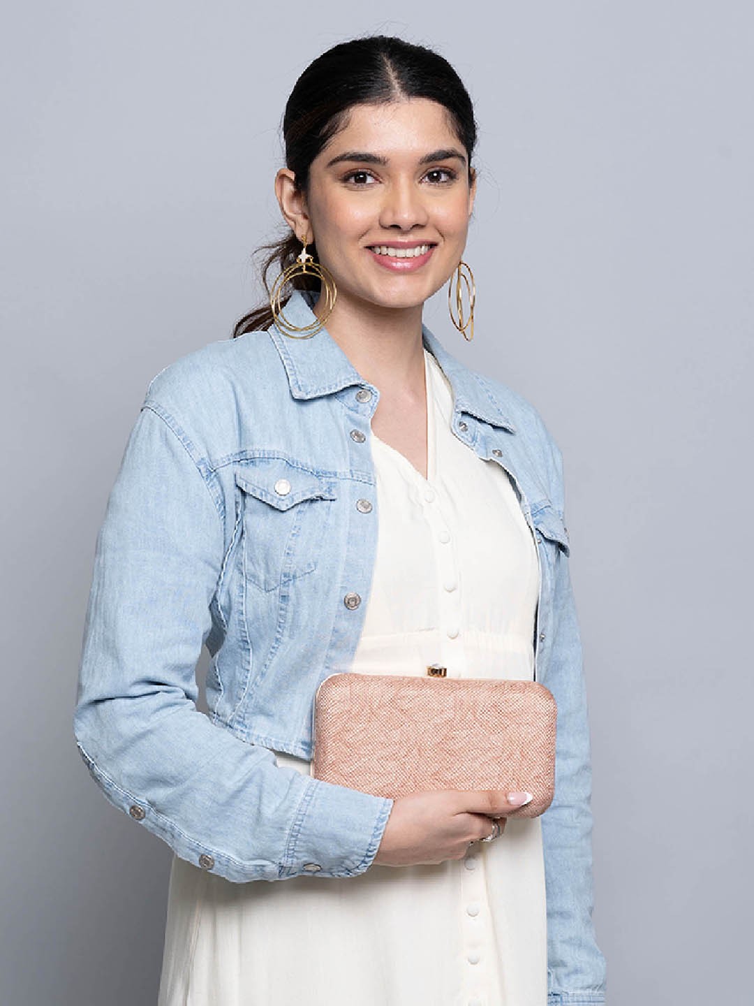 

ZOUK Printed Box Clutch, Mustard