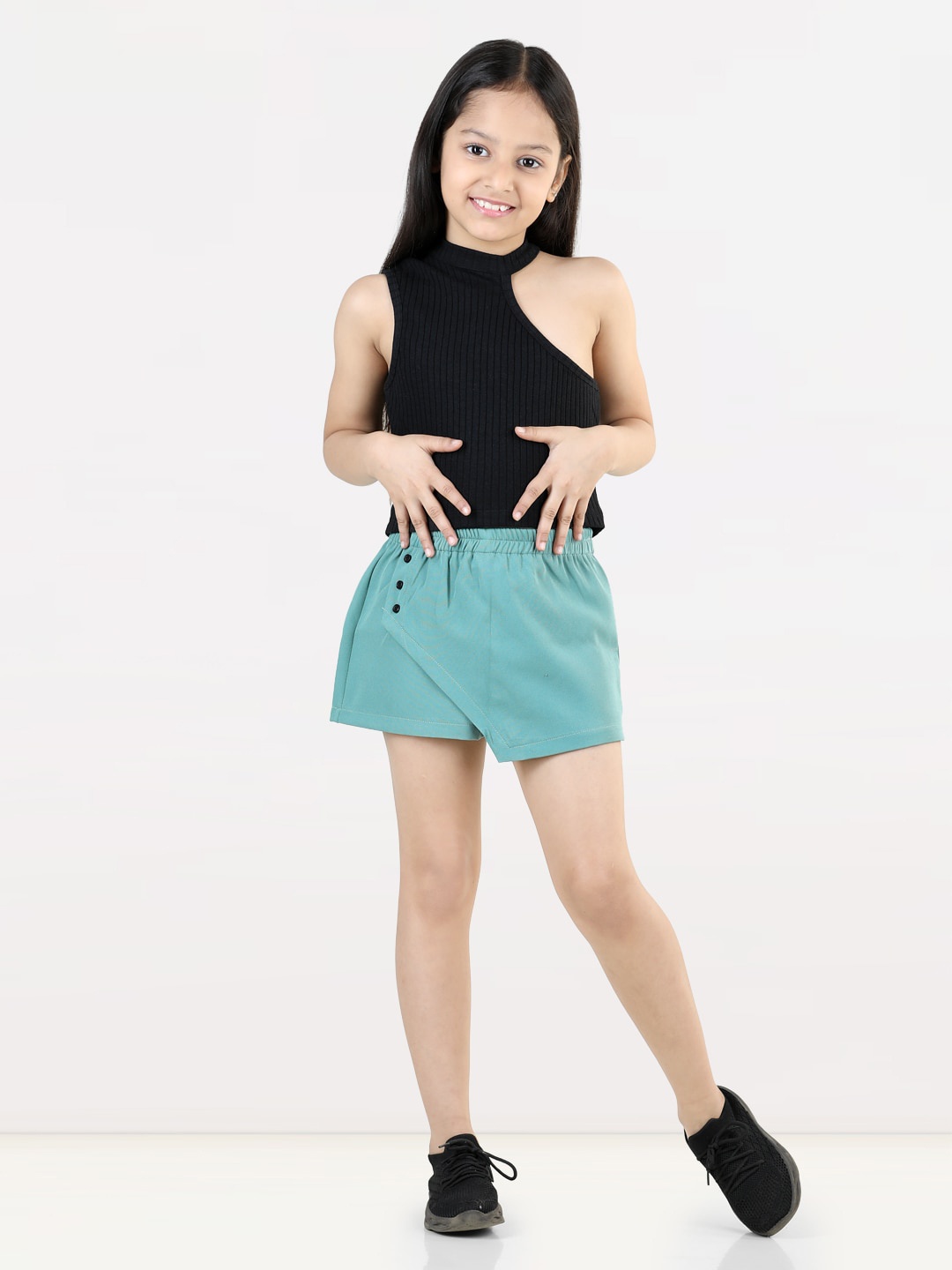 

AWW HUNNIE Girls Top with Shorts, Black