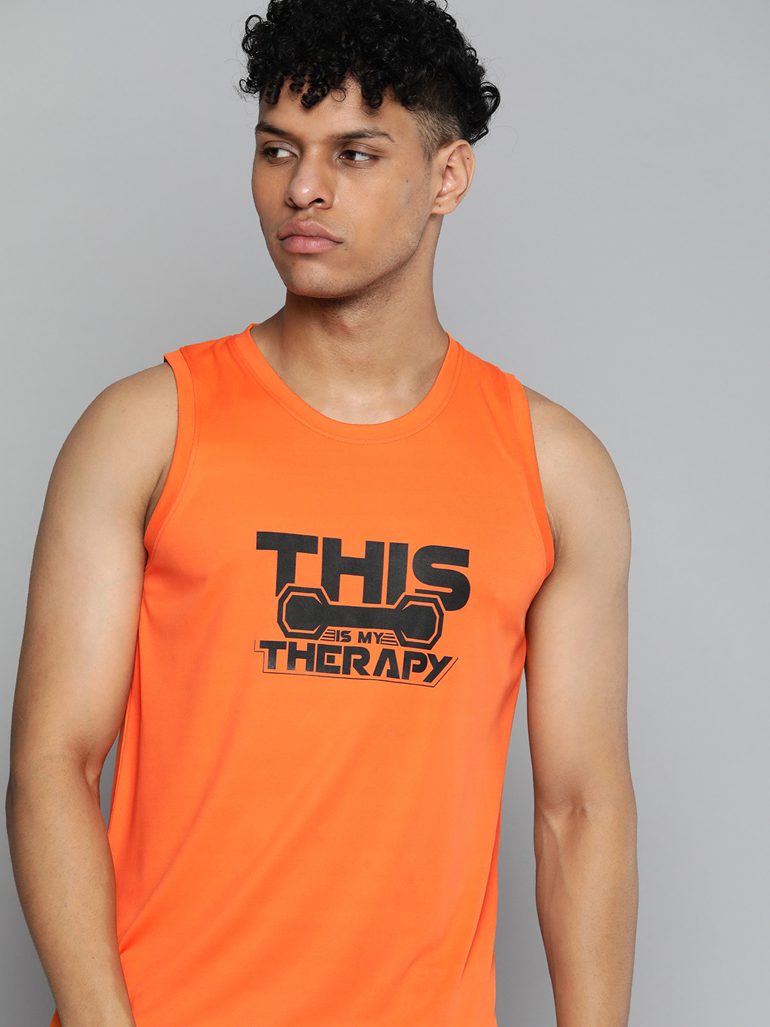 

HRX by Hrithik Roshan Typography Printed Rapid-Dry Training or Gym T-shirt, Orange