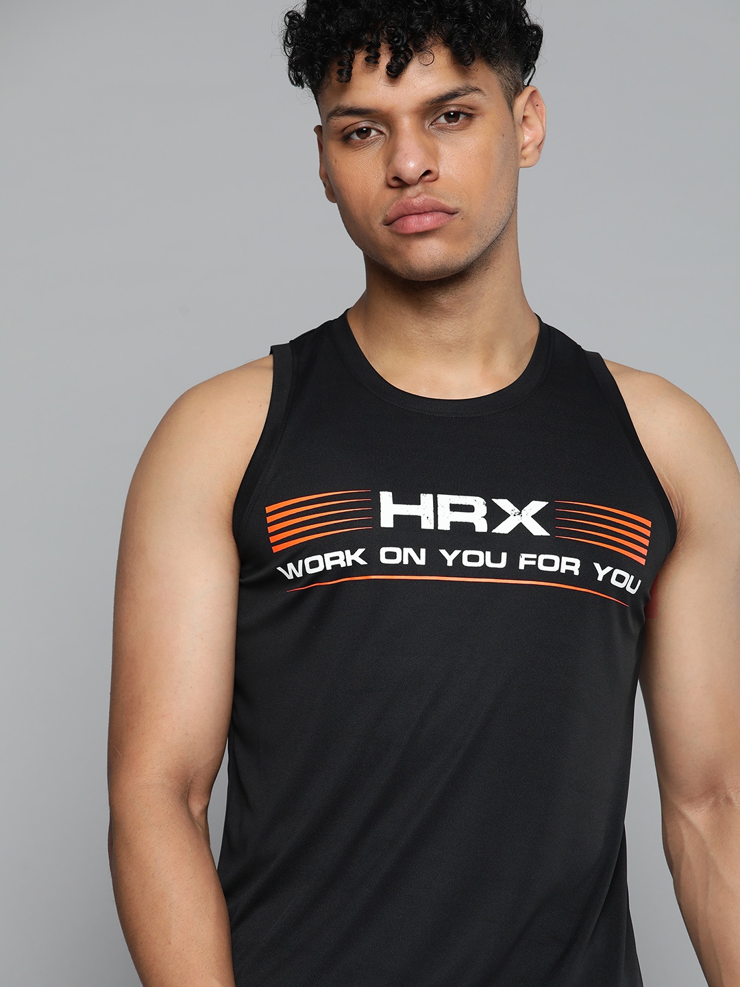 

HRX by Hrithik Roshan Men Typography Printed Rapid-Dry Training Sports T-shirt, Black