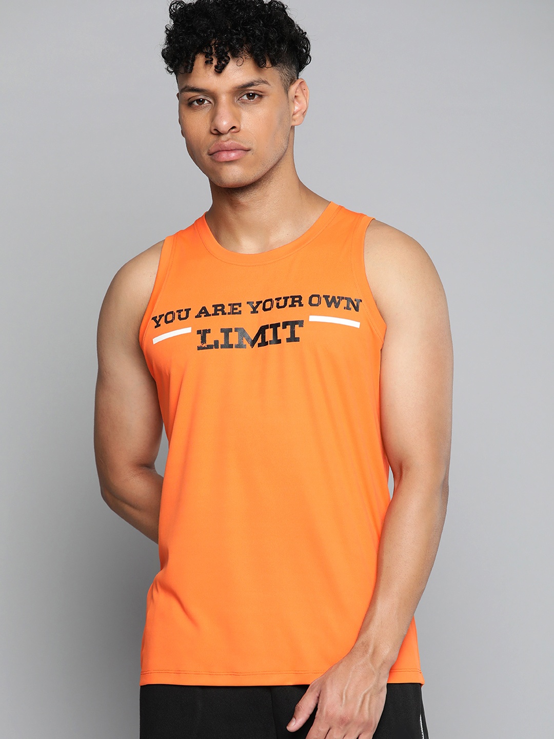 

HRX by Hrithik Roshan Men Typography Printed Rapid-Dry Training T-shirt, Orange