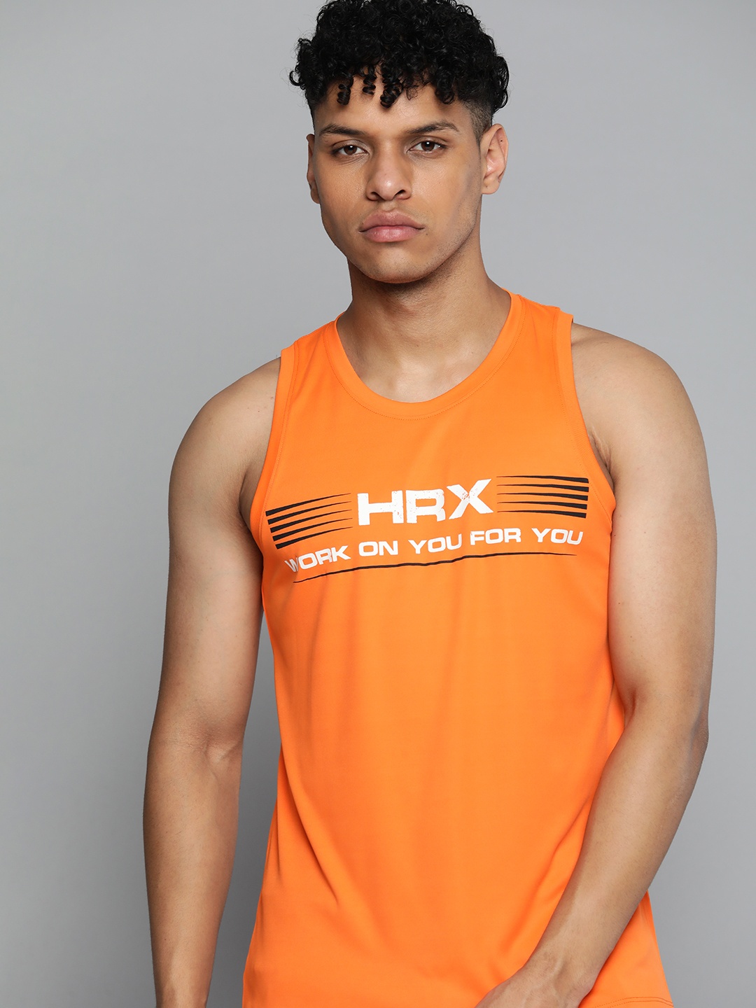 

HRX by Hrithik Roshan Men Typography Printed Rapid-Dry Training Sports T-shirt, Orange