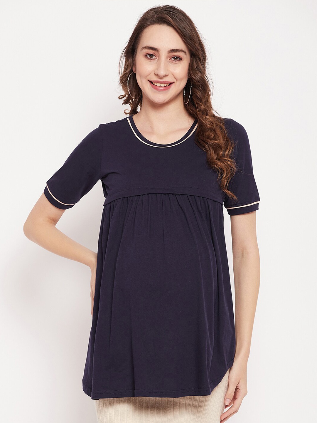 

NABIA Maternity & Nursing Cotton Top, Blue
