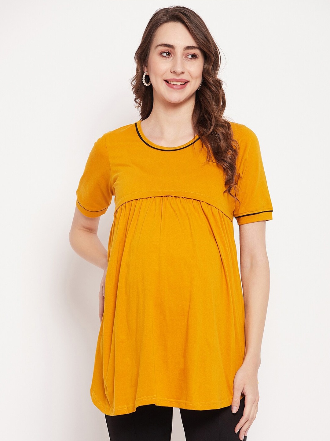 

NABIA Maternity A-Line Longline Pure Cotton Top, Yellow