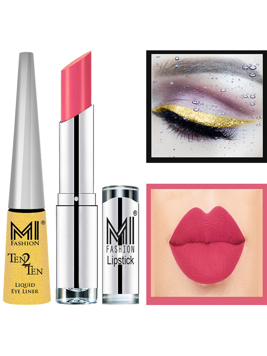 

MI FASHION Ten2Ten Liquid Eyeliner 02 & Creme Matte Lipstick - 18, Nude
