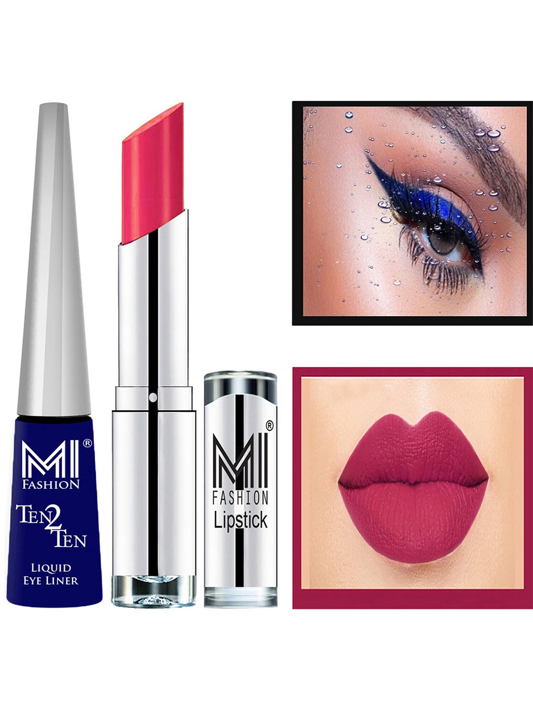 

MI FASHION Ten2Ten Liquid Eyeliner 03 & Creme Matte Lipstick - 05, Blue