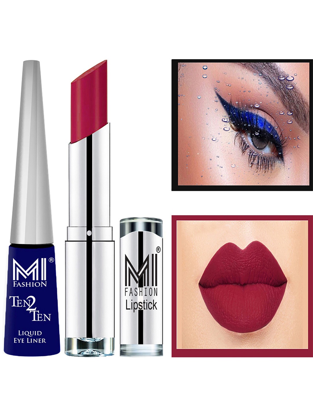 

MI FASHION Ten2Ten Liquid Eyeliner 03 & Creme Matte Lipstick - 11, Blue