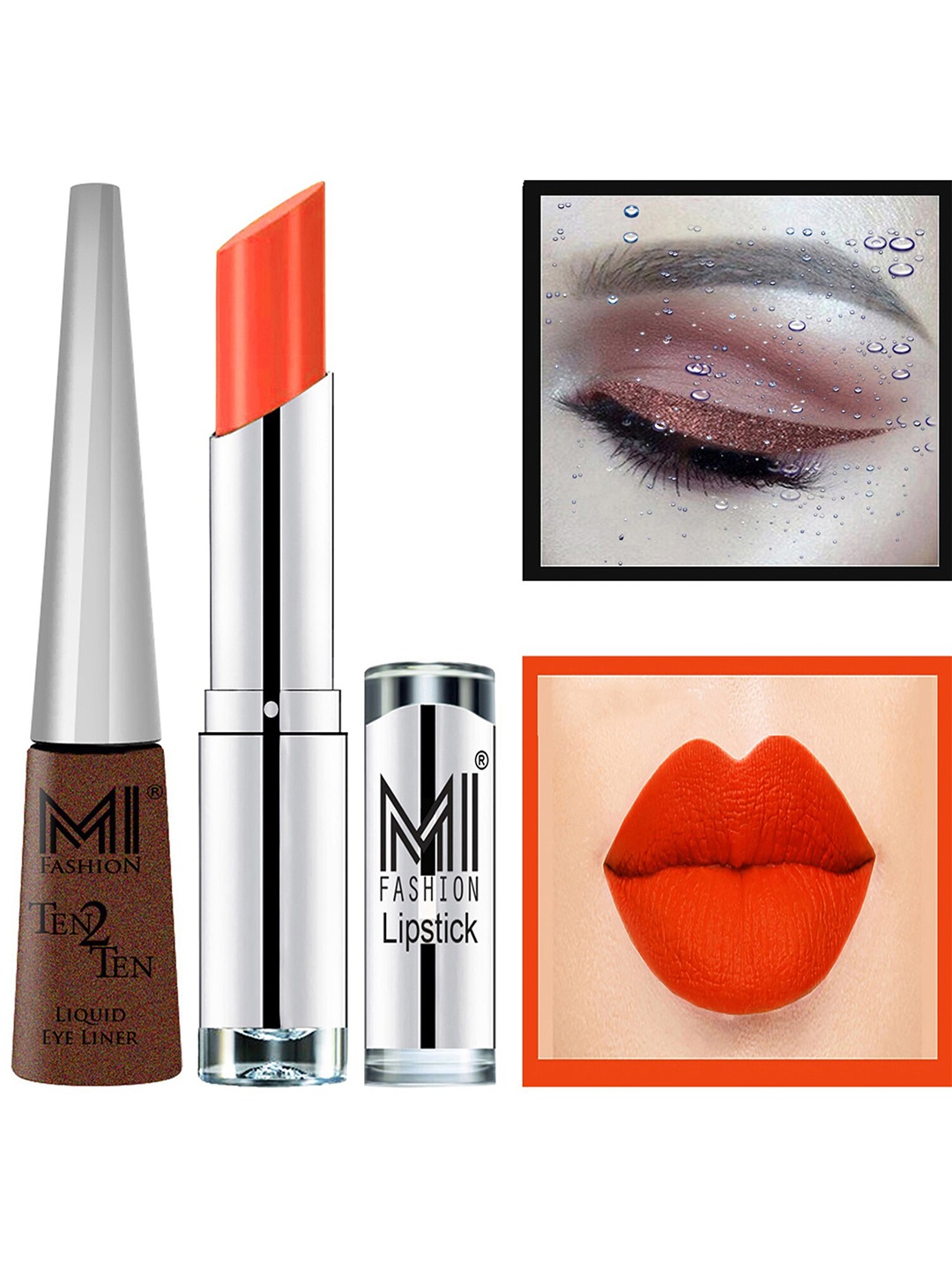 

MI FASHION Set of Ten2Ten Liquid Eyeliner - 05 & Creme Matte Lipstick - Brown 03