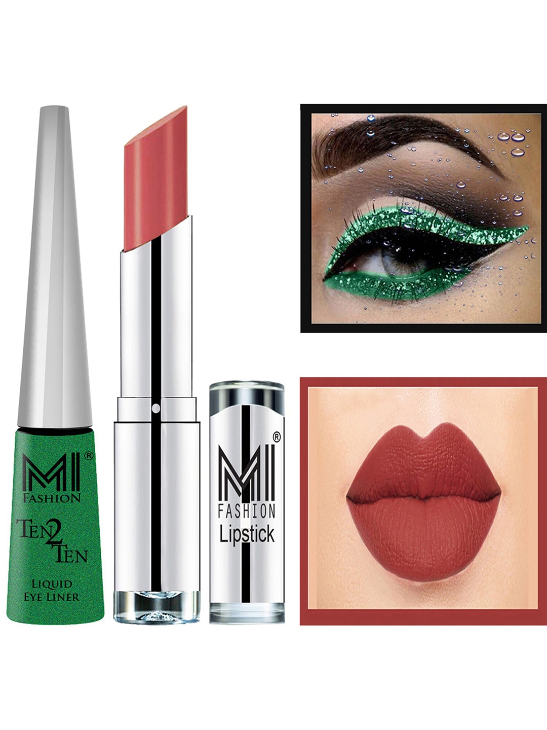 

MI FASHION Ten2Ten Liquid Eyeliner 04 & Creme Matte Lipstick - 21, Rust