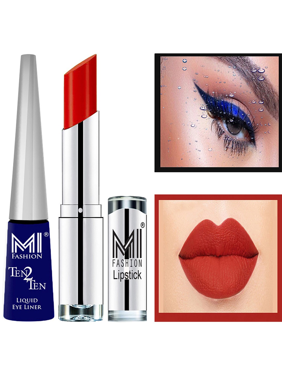 

MI FASHION Ten2Ten Liquid Eyeliner 03 & Creme Matte Lipstick - 16, Blue
