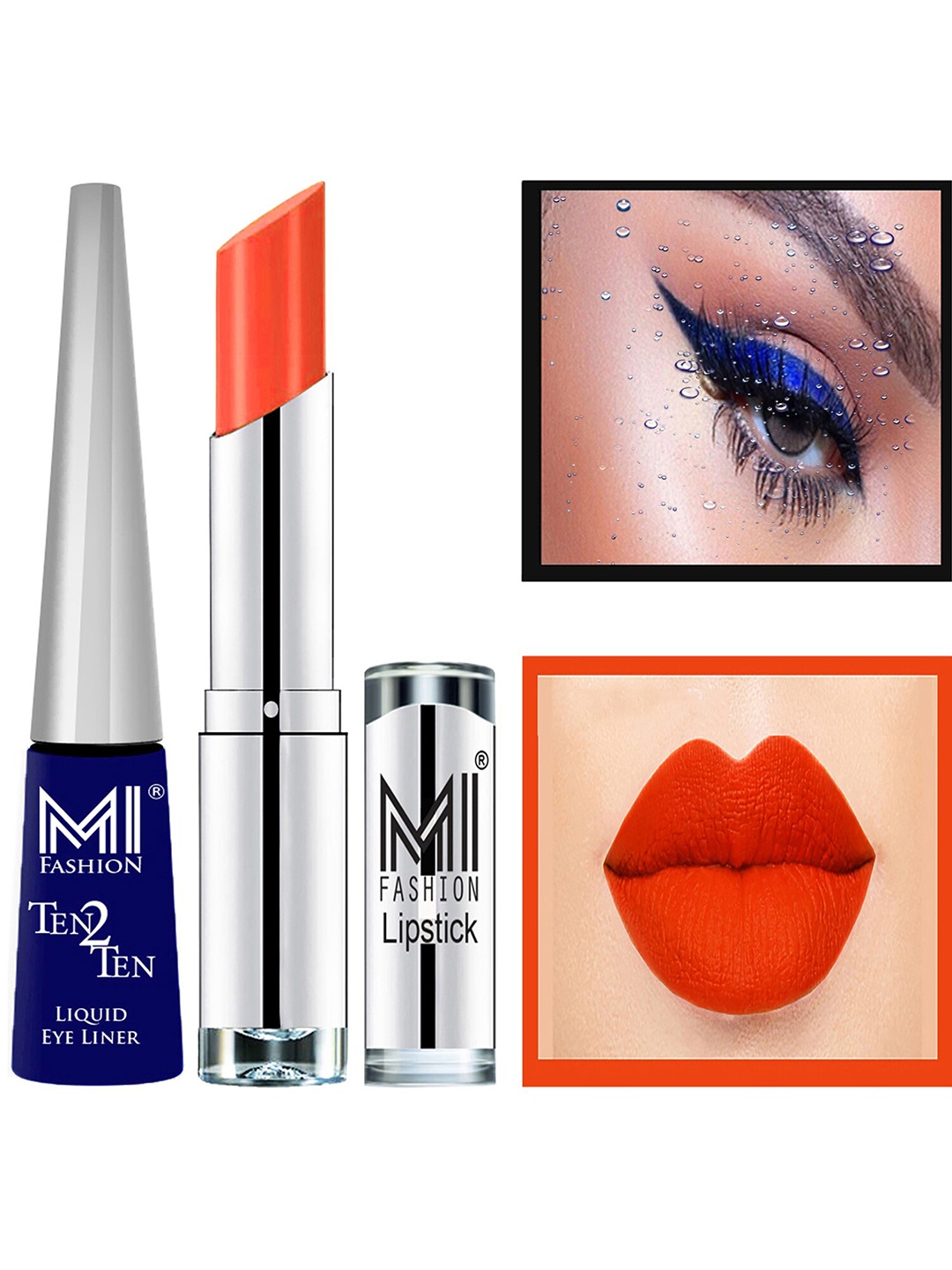 

MI FASHION Ten2Ten Liquid Eyeliner 03 & Creme Matte Lipstick - 03, Blue