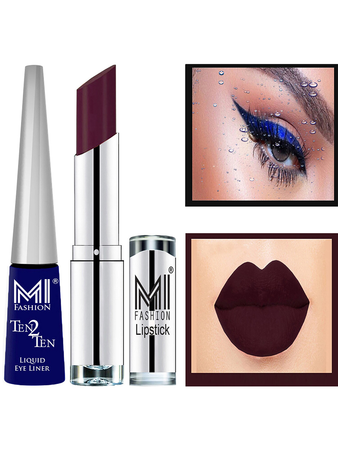 

MI FASHION Ten2Ten Liquid Eyeliner 03 & Creme Matte Lipstick - 06, Blue