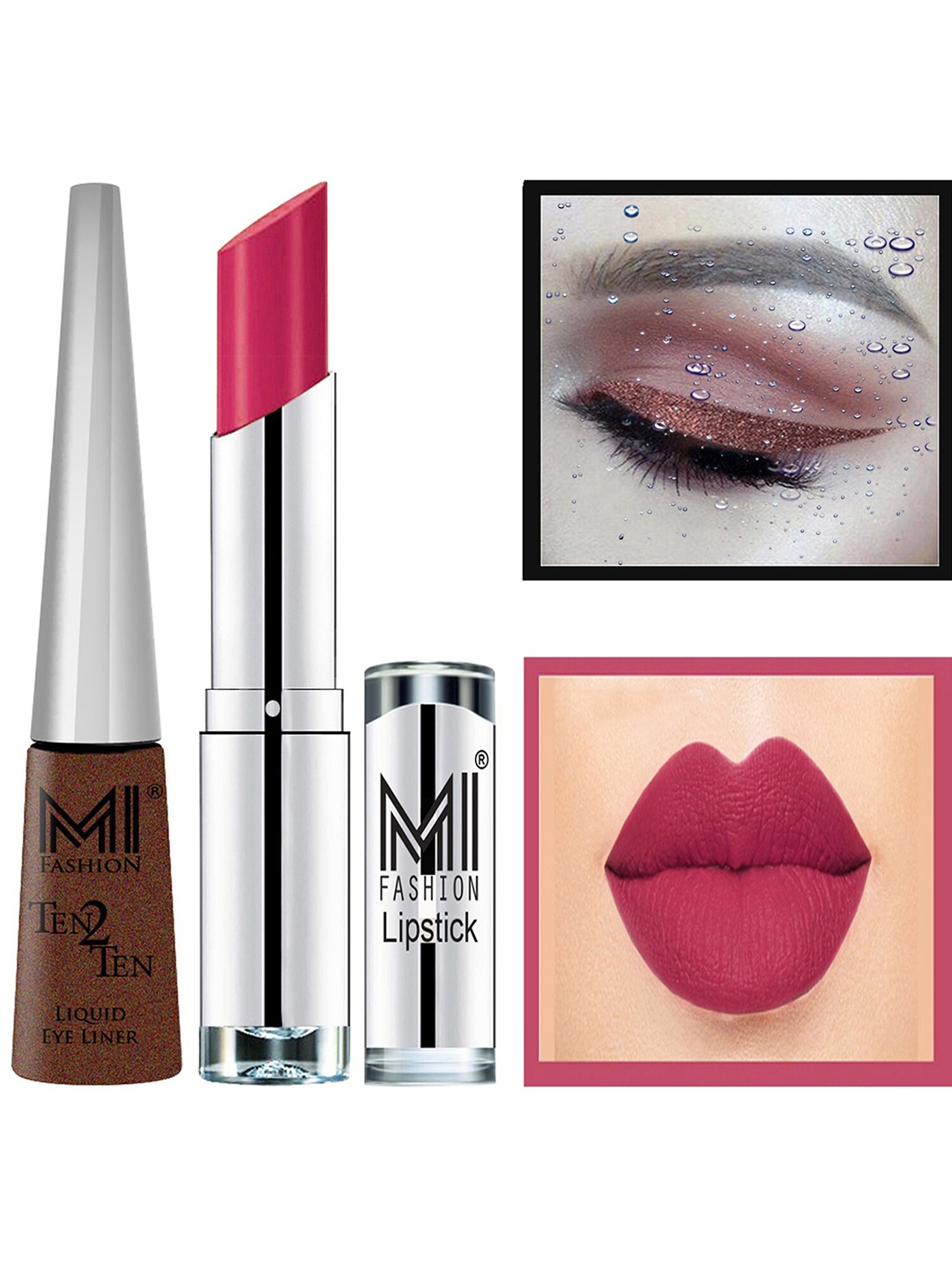 

MI FASHION Ten2Ten Liquid Eyeliner 05 & Creme Matte Lipstick - 01, Brown