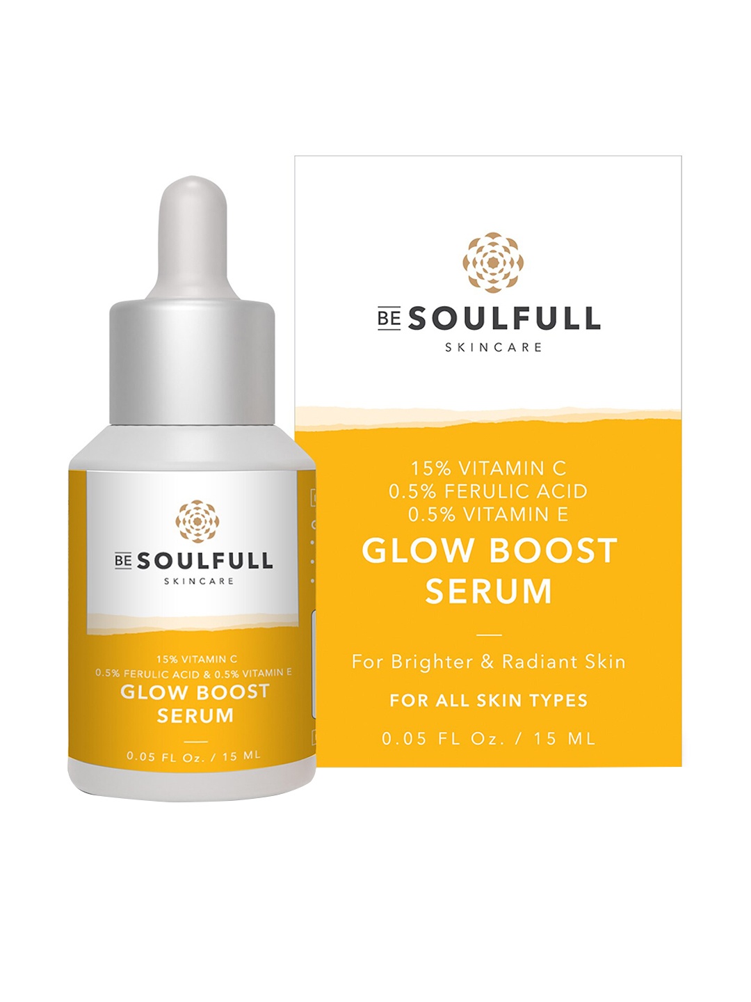 

BE SOULFULL Vitamin C Glow Boost Serum with Ferulic Acid & Vitamin E - 15ml, Yellow