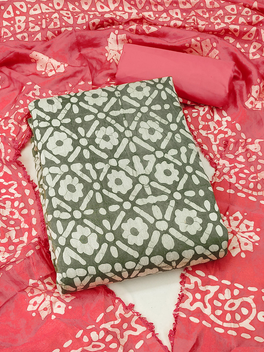 

KALINI Printed Pure Cotton Unstitched Dress Material, Grey