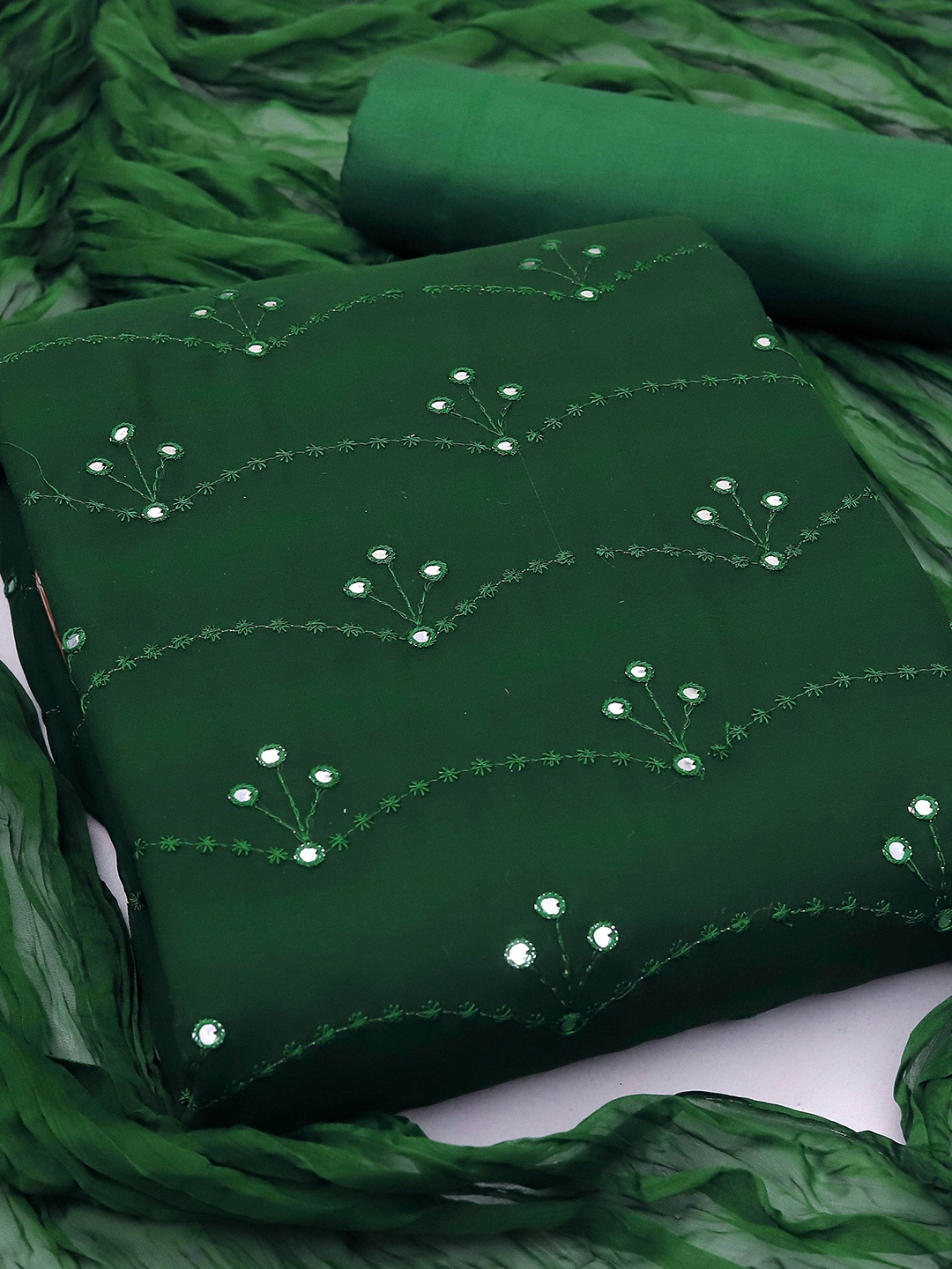 

KALINI Embroidered Unstitched Dress Material, Green