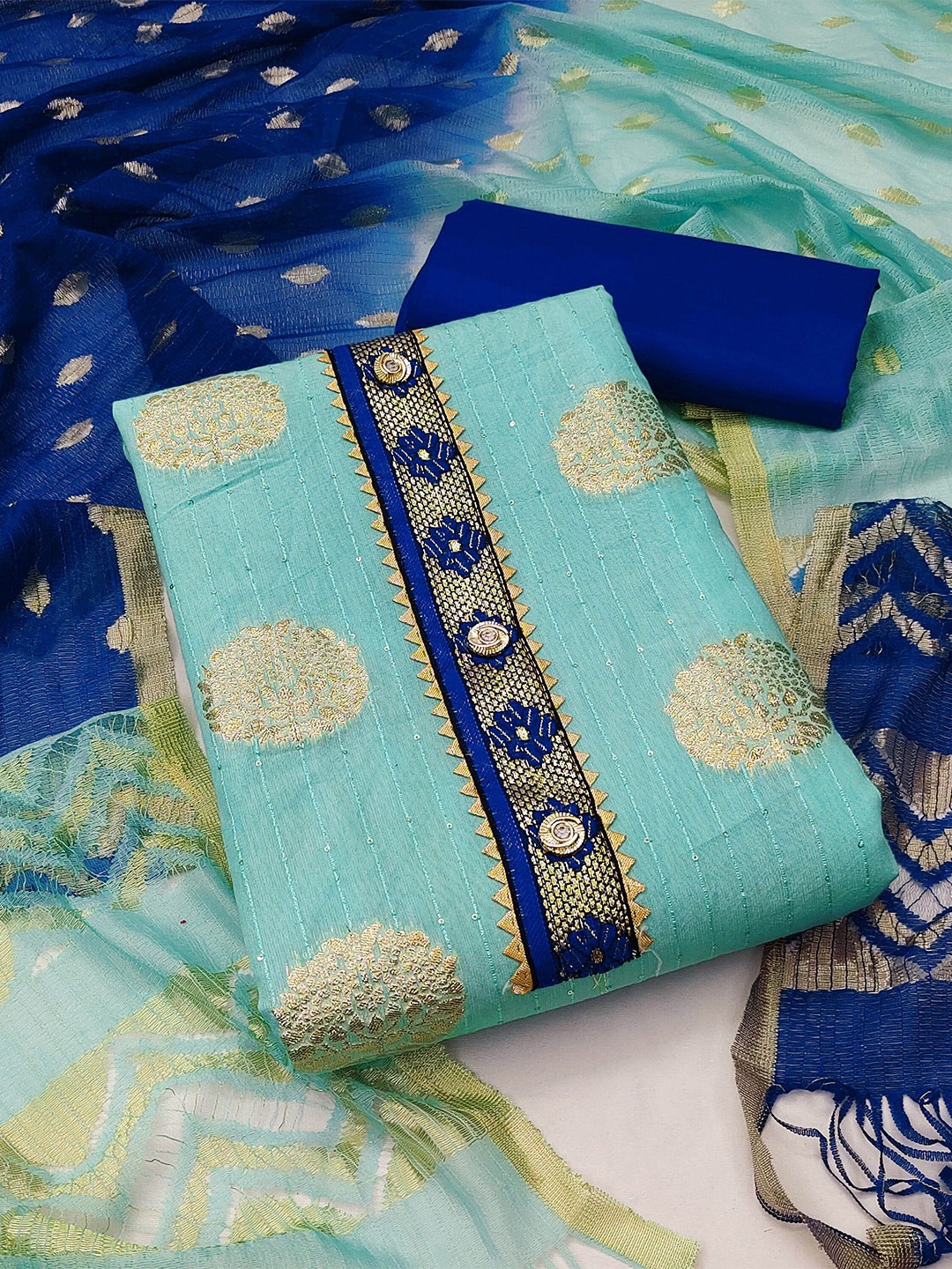 

KALINI Unstitched Dress Material, Sea green