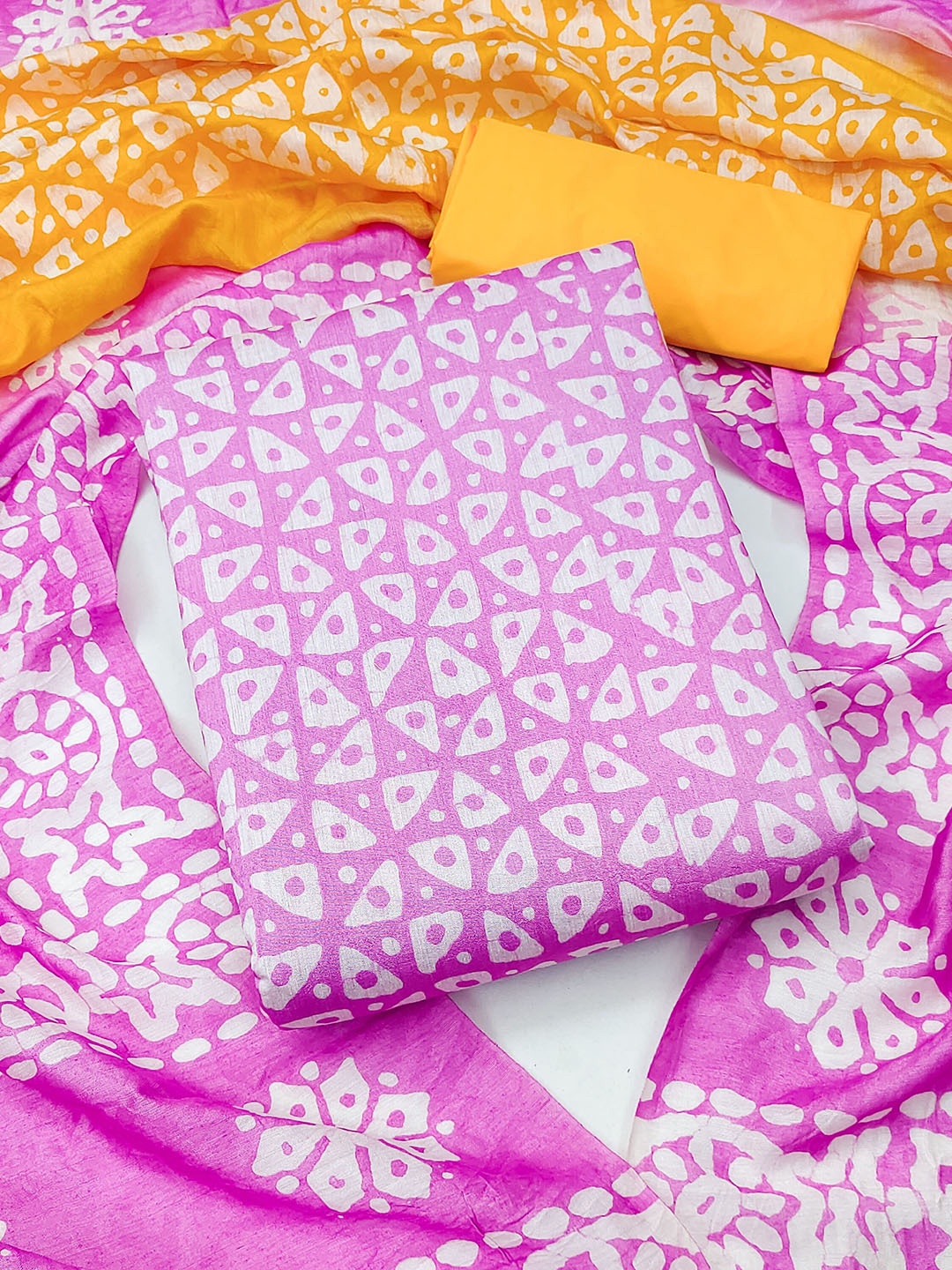 

KALINI Printed Pure Cotton Unstitched Dress Material, Pink