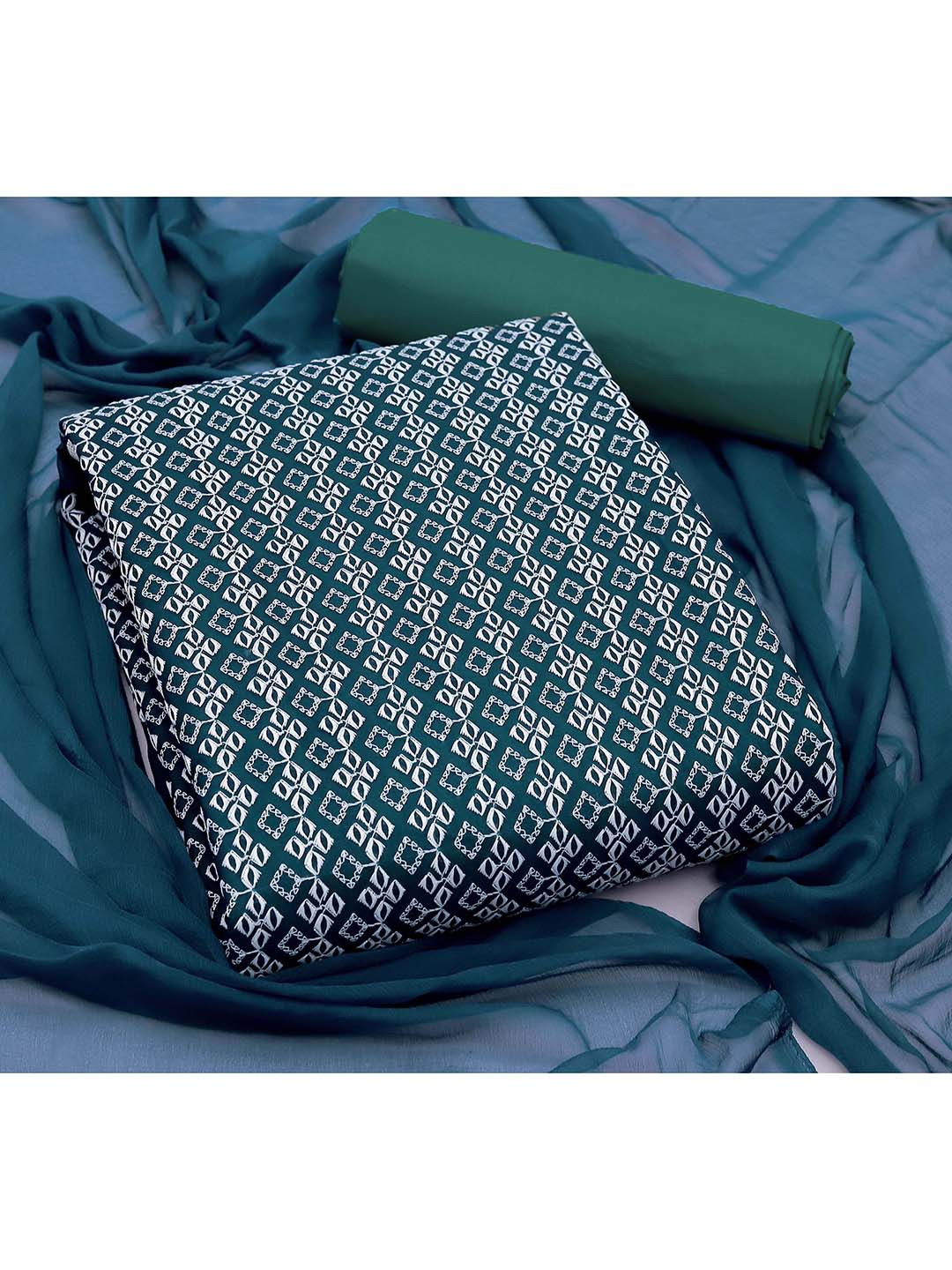 

KALINI Embroidered Silk Georgette Unstitched Dress Material, Teal