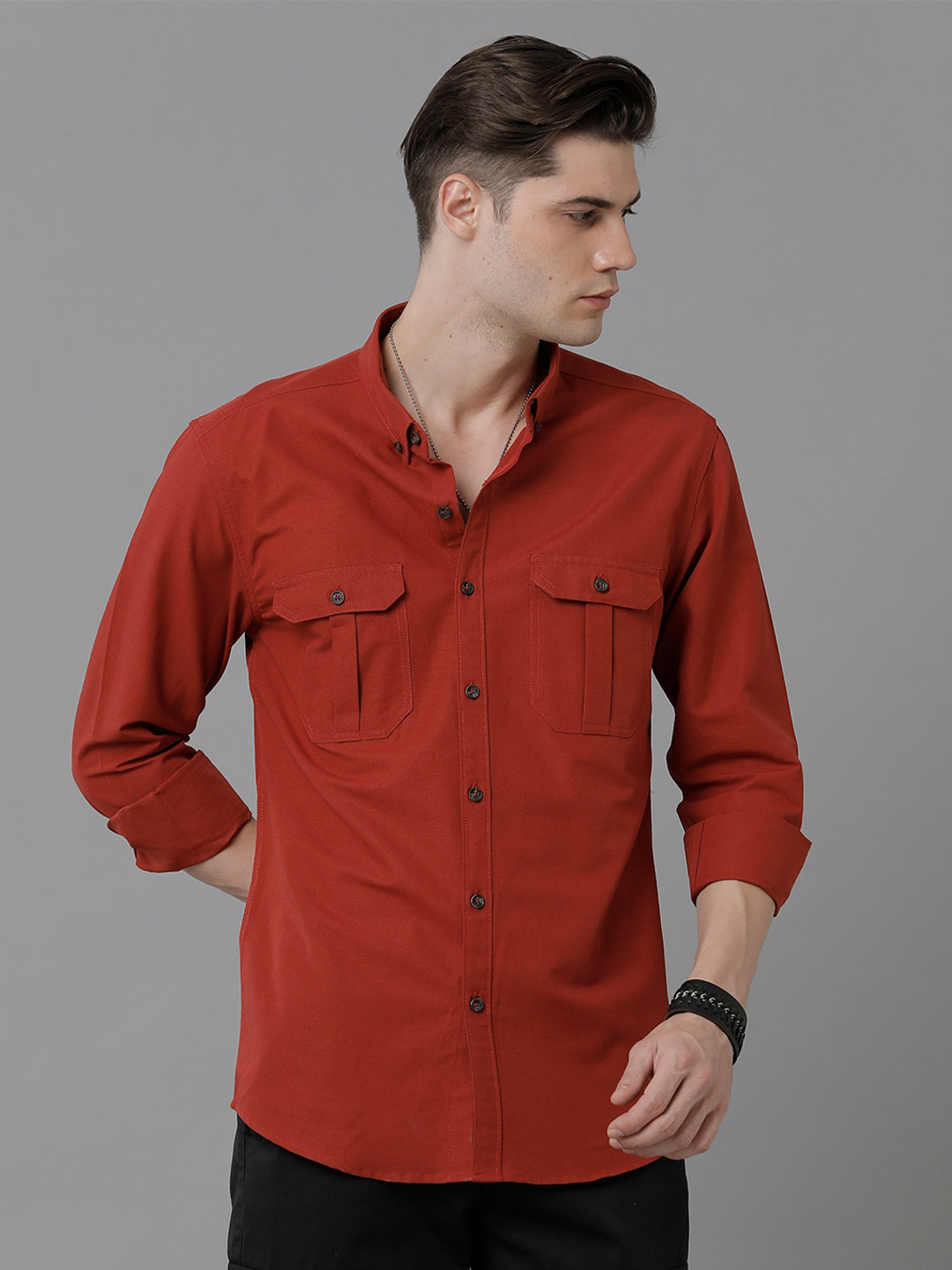 

YOVISH Men Button Down Collar Comfort Slim Fit Cotton Party Shirt, Red
