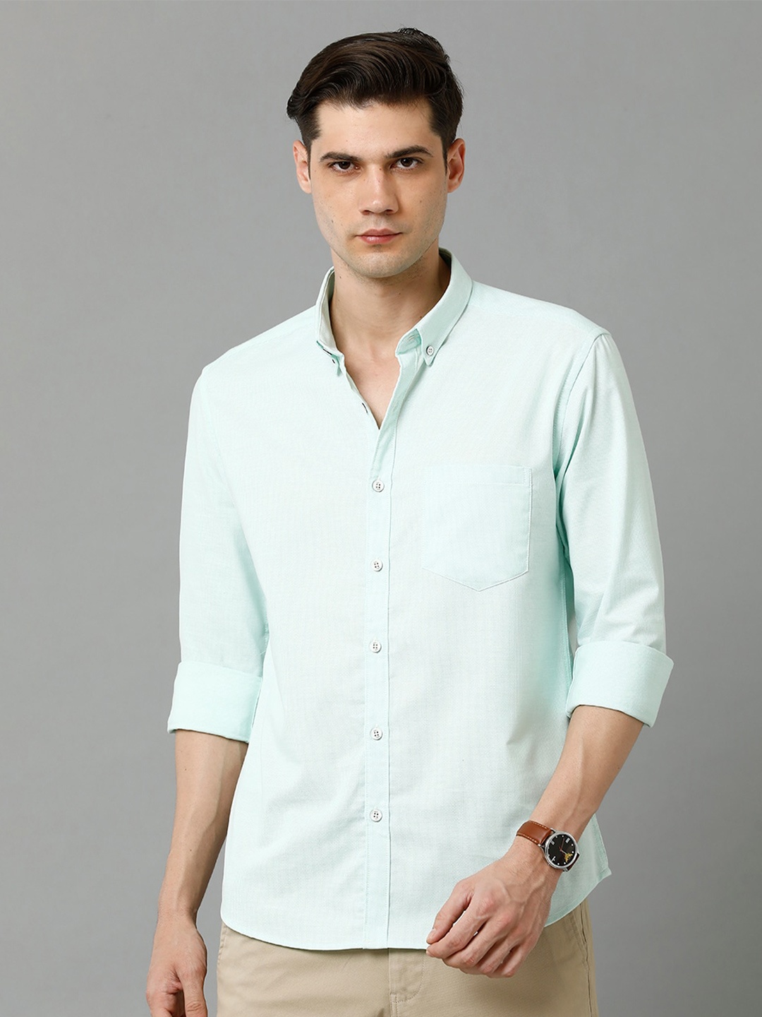 

YOVISH Men Comfort Slim Fit Cotton Casual Shirt, Green