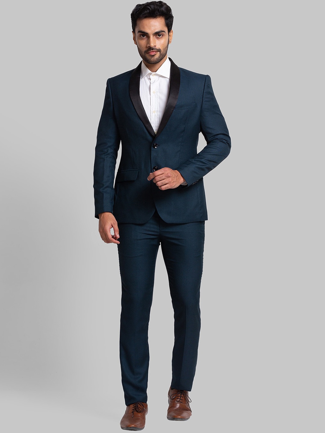 

Parx Men Shawl Collar Tuxedo Formal Blazer, Blue