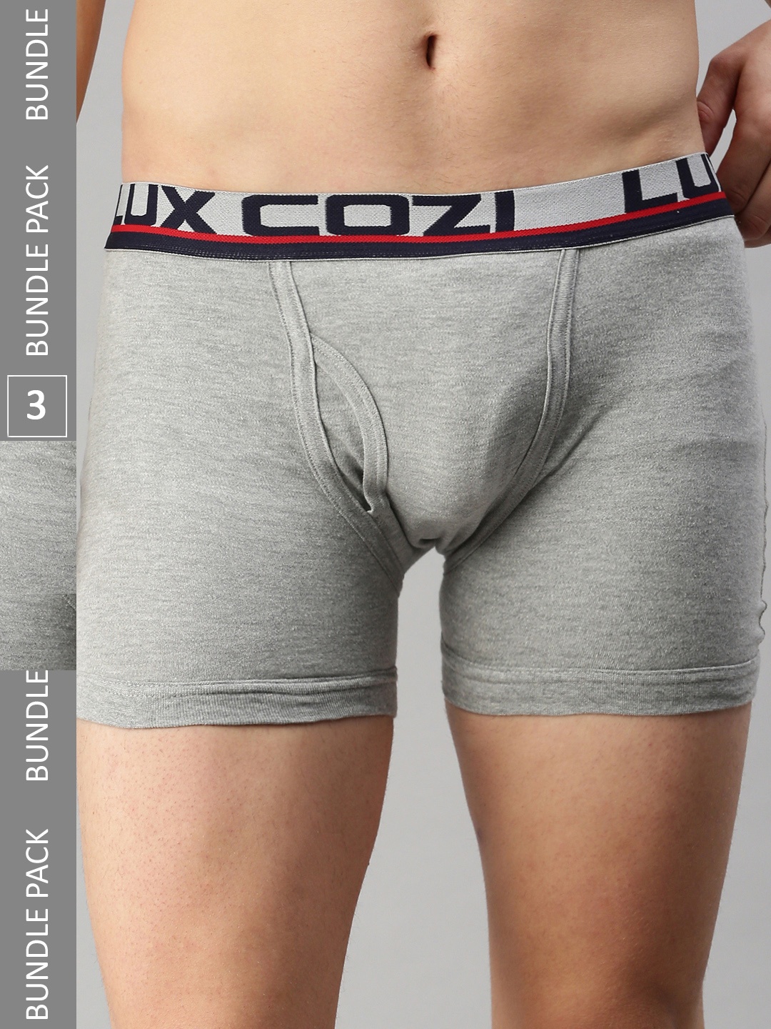 

Lux Cozi Pack Of 3 Anti-Bacterial Outer Elastic Trunks COZI_GLO_INTLOCK_GM_3PC, Grey melange