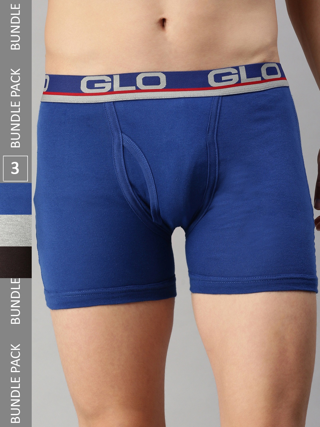 

Lux Cozi Men Pack of 3 Mid-Rise Long Trunks, Blue