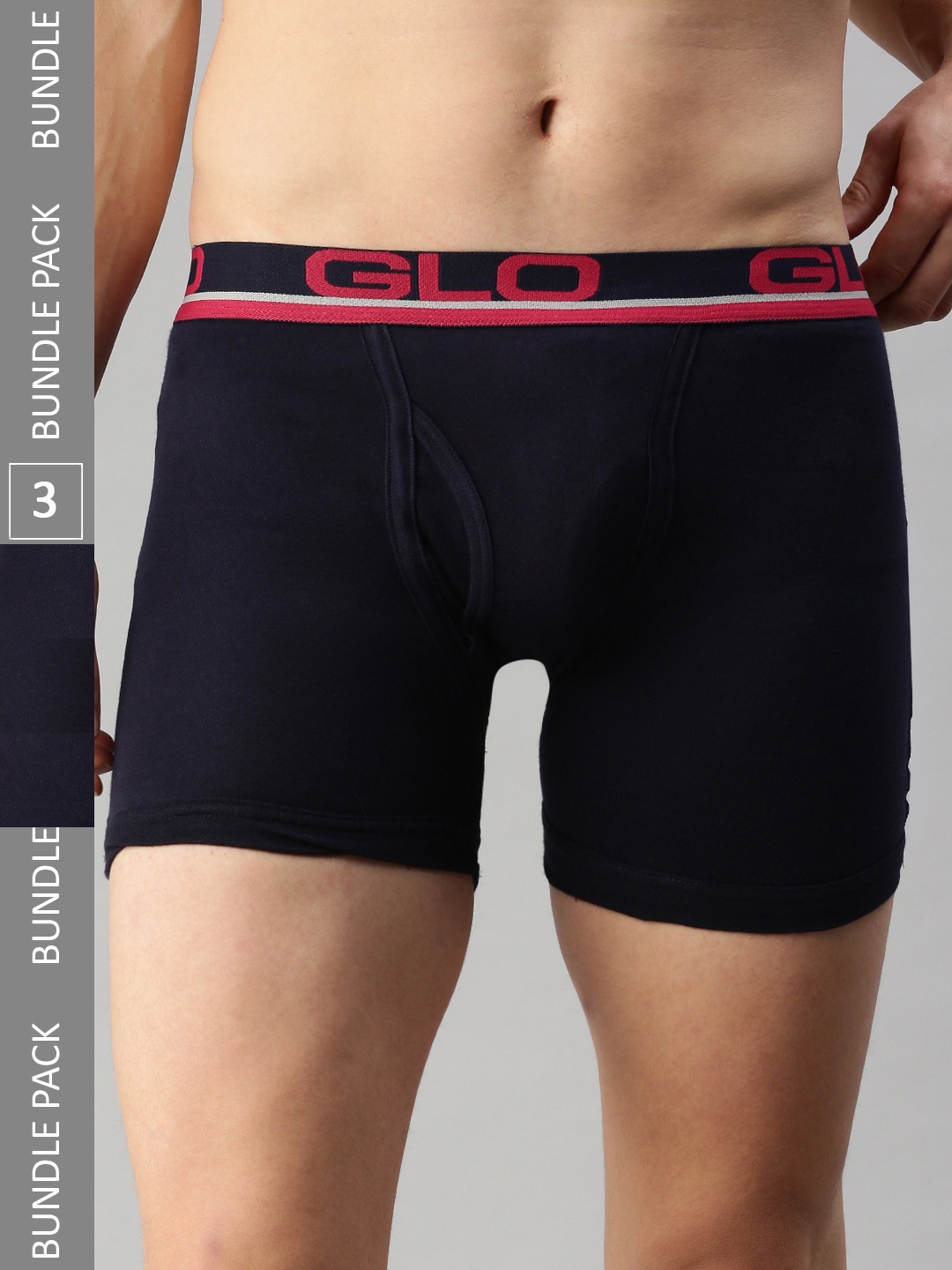 

Lux Cozi Men Pack Of 3 Mid-Rise Trunks COZI_GLO_INTLOCK_NB_3PC, Navy blue