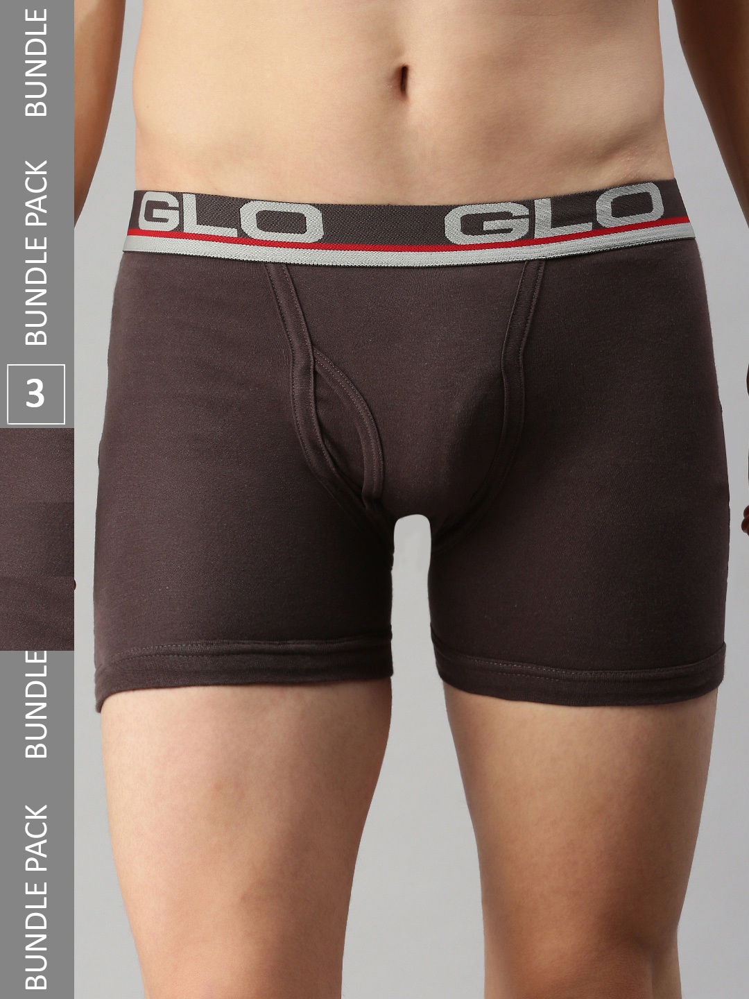 

Lux Cozi Men Pack Of 3 Mid-Rise Outer Elastic Basic Trunk COZI_GLO_INTLOCK_COF_3PC, Coffee brown
