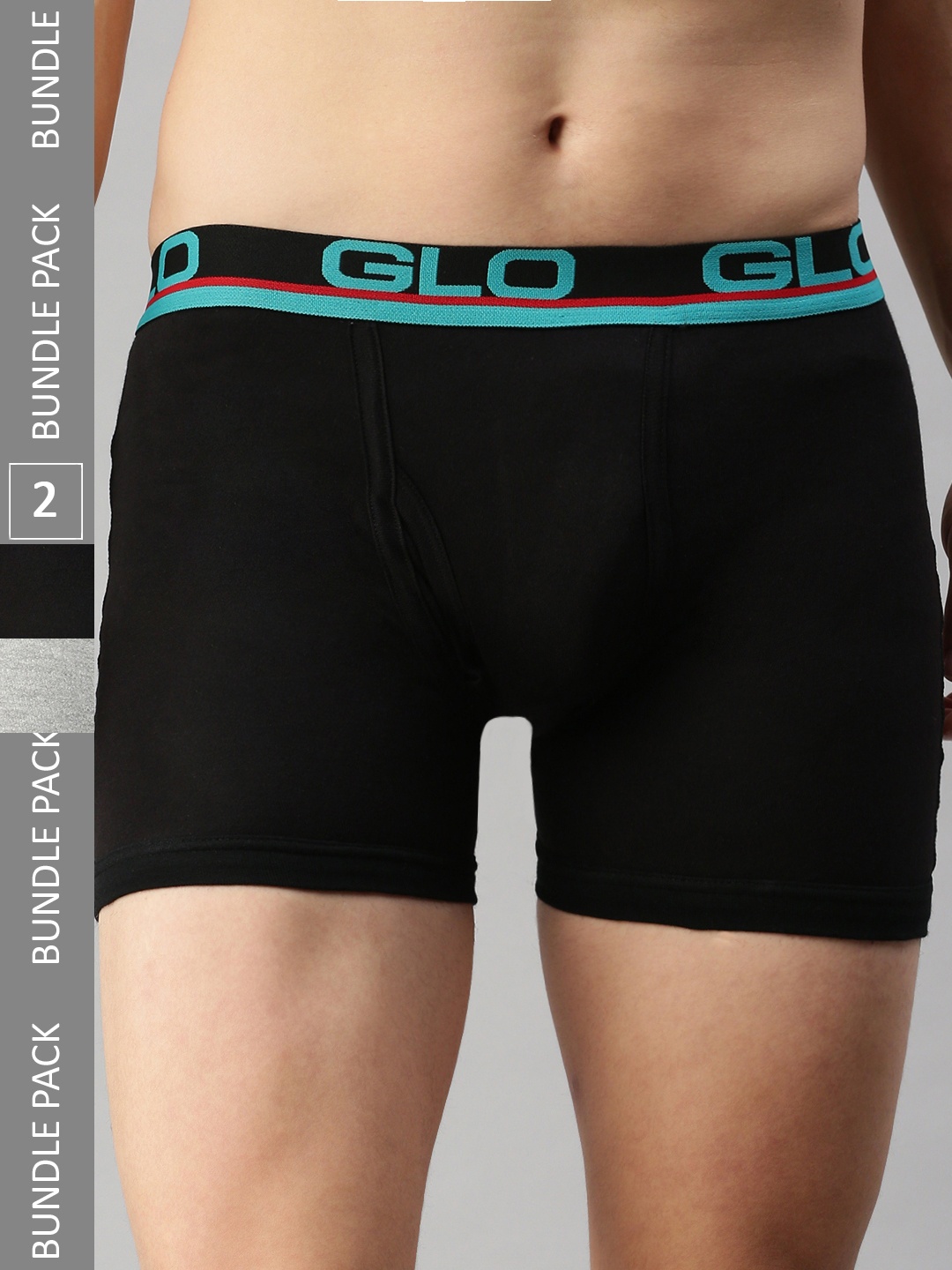 

Lux Cozi Pack Of 2 Outer Elastic Mid-Rise Trunks COZI_GLO_INTLOCK_BLK_GM_2PC, Black