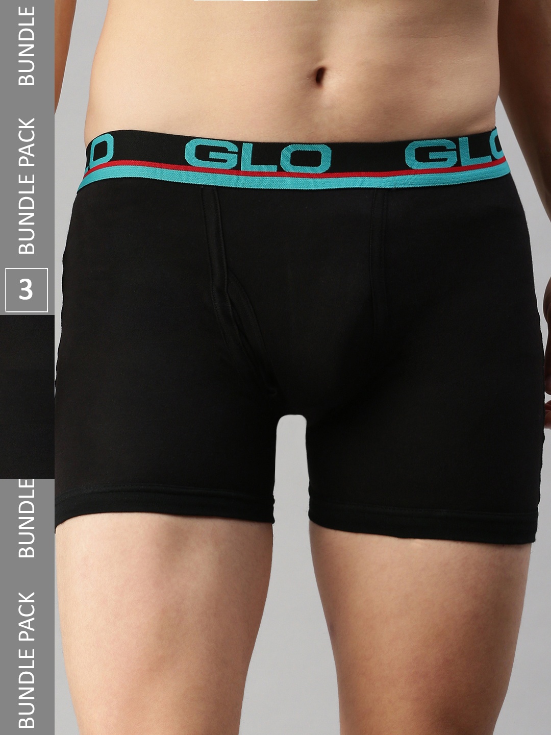 

Lux Cozi Pack Of 3 Mid-Rise Outer Elastic Trunks COZI_GLO_INTLOCK_BLK_3PC, Black